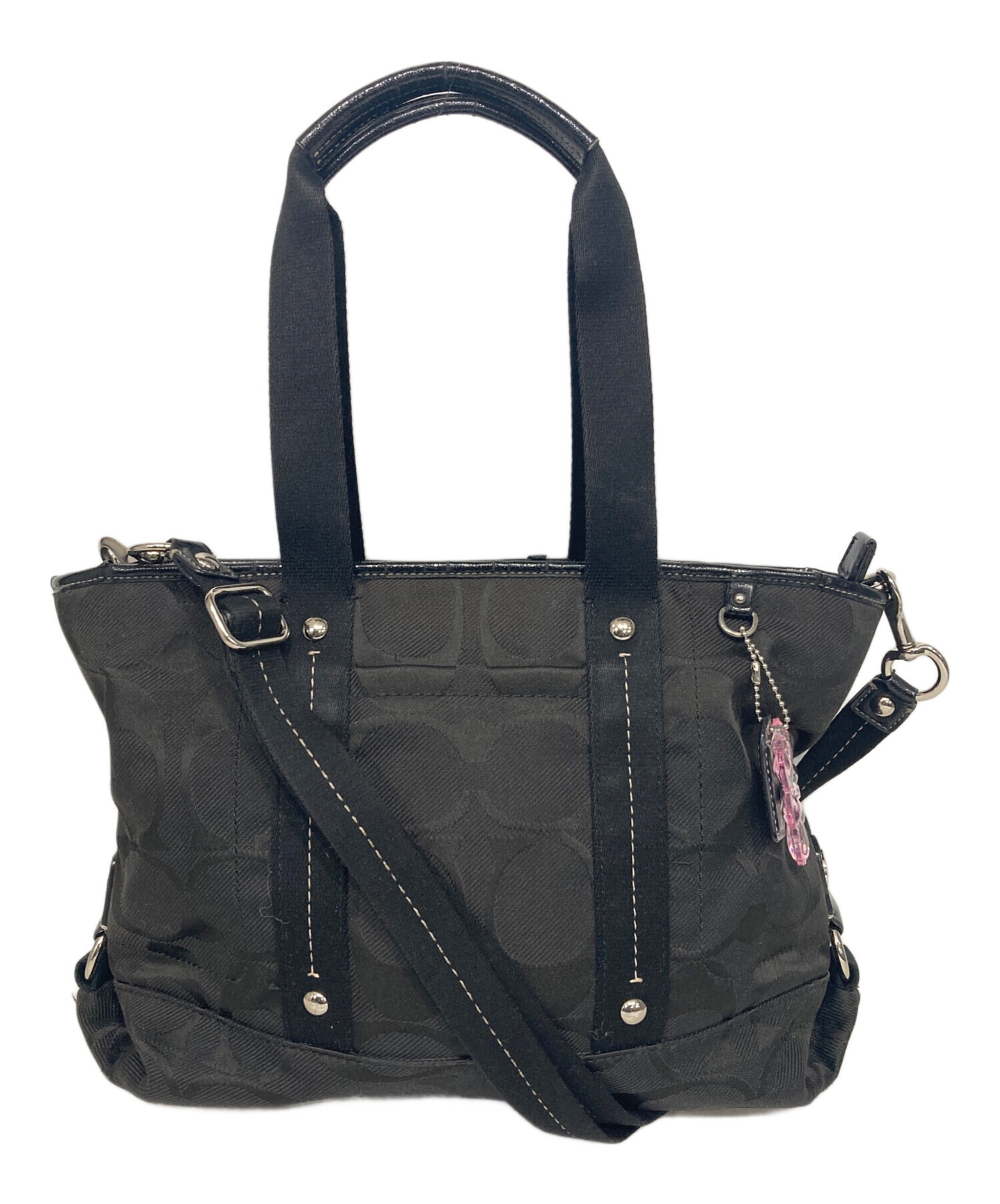 COACH シグネチャー 2WAYトート A4可 黒 中古・古着通販】COACH (コーチ) シグネチャー2WAYバッグ ブラック