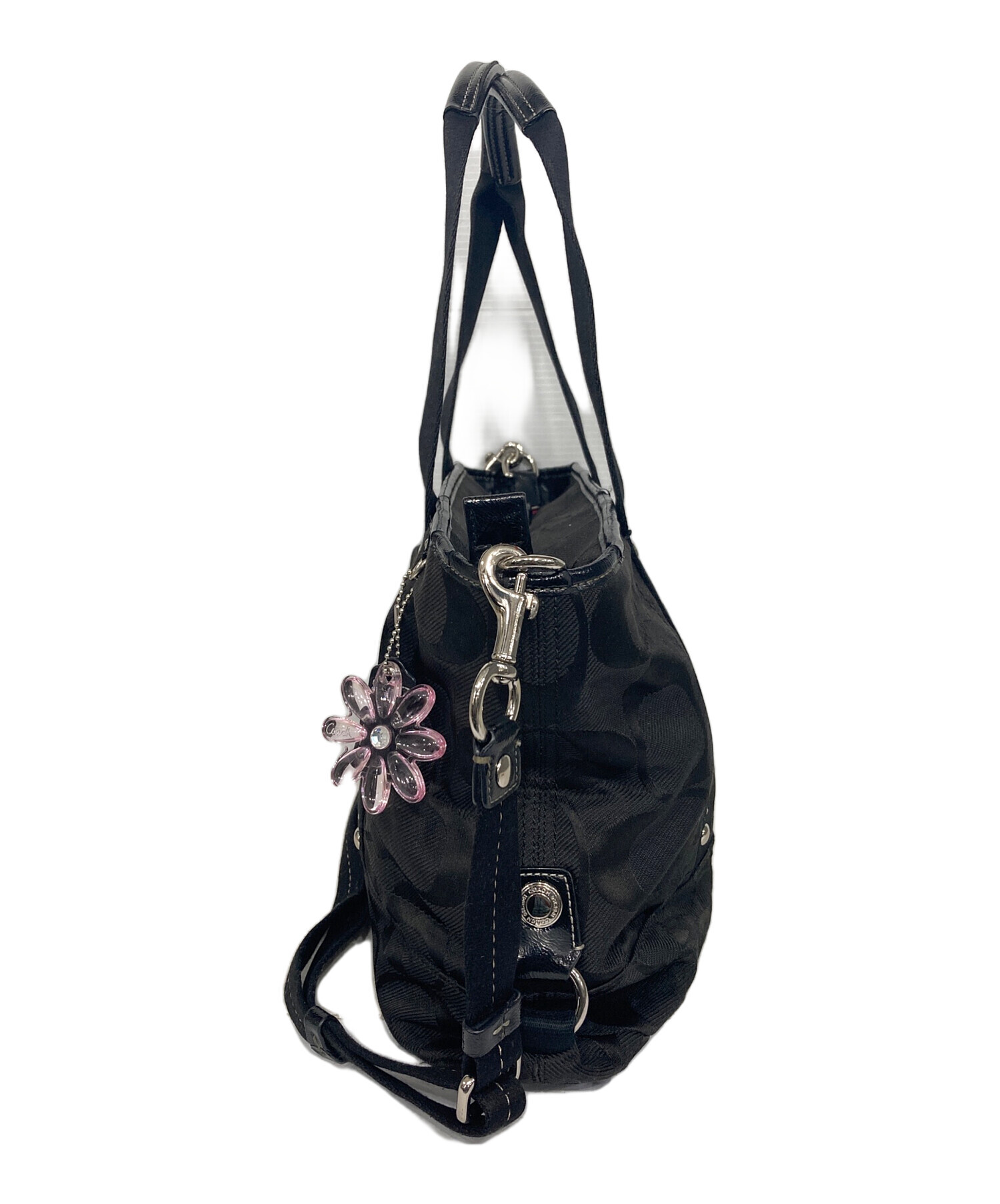 中古・古着通販】COACH (コーチ) シグネチャー2WAYバッグ ブラック