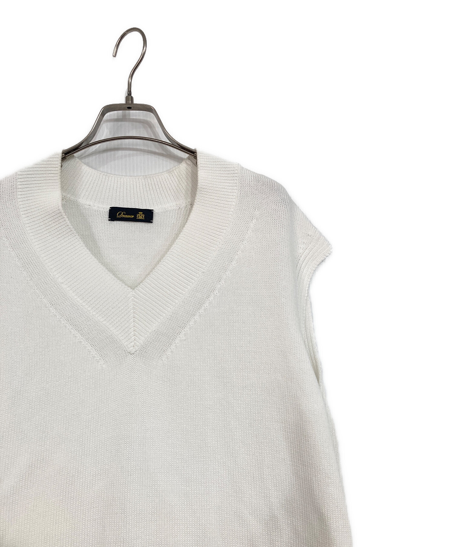 中古・古着通販】Drawer (ドゥロワー) ニットベスト ホワイト サイズ