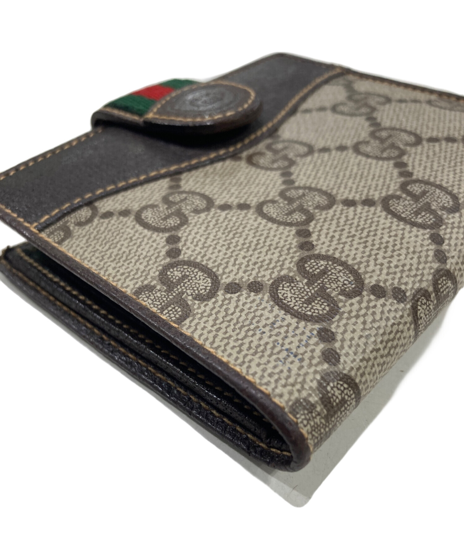 中古・古着通販】GUCCI (グッチ) GGスプリーム2つ折り財布 ベージュ