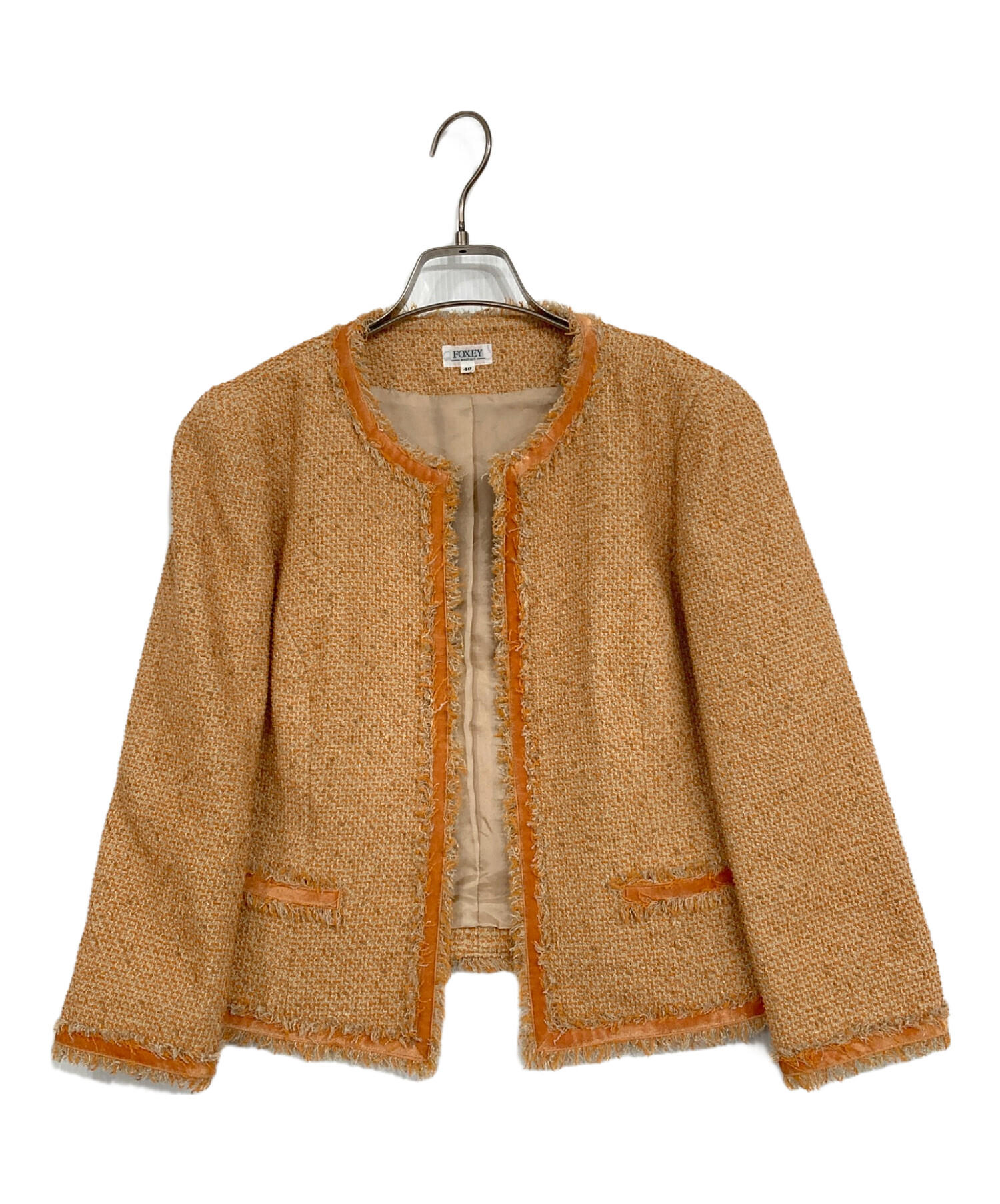 中古・古着通販】FOXEY (フォクシー) ツイードジャケット オレンジ