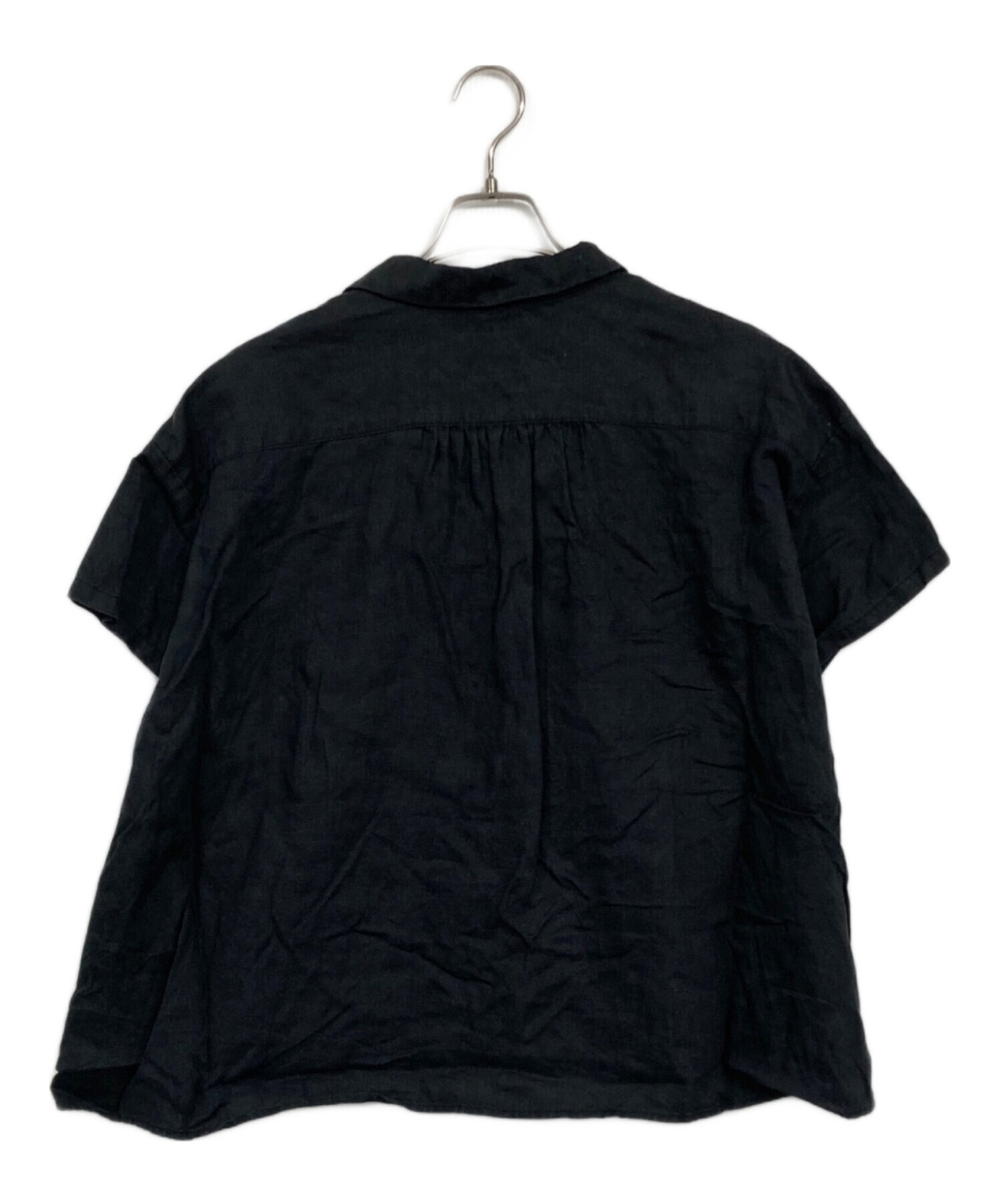 中古・古着通販】nest Robe (ネストローブ) 半袖リネンシャツ ブラック 