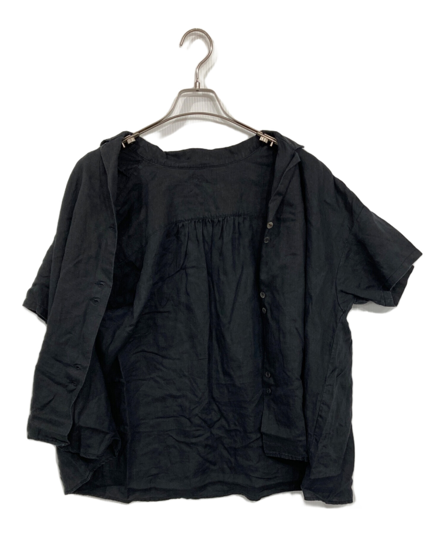 ネストローブ nest robe 黒い半袖ボタンシャツ | ヤマダウェブコム