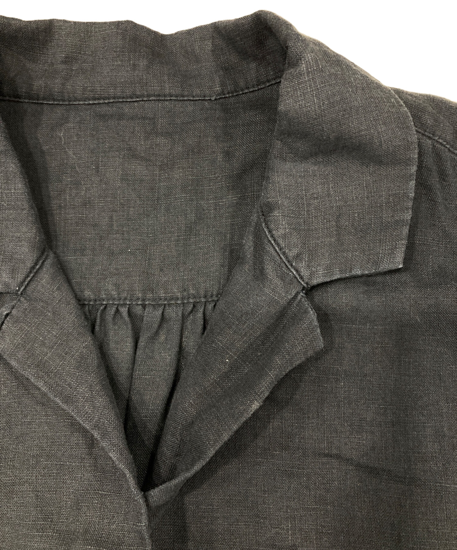 中古・古着通販】nest Robe (ネストローブ) 半袖リネンシャツ ブラック 