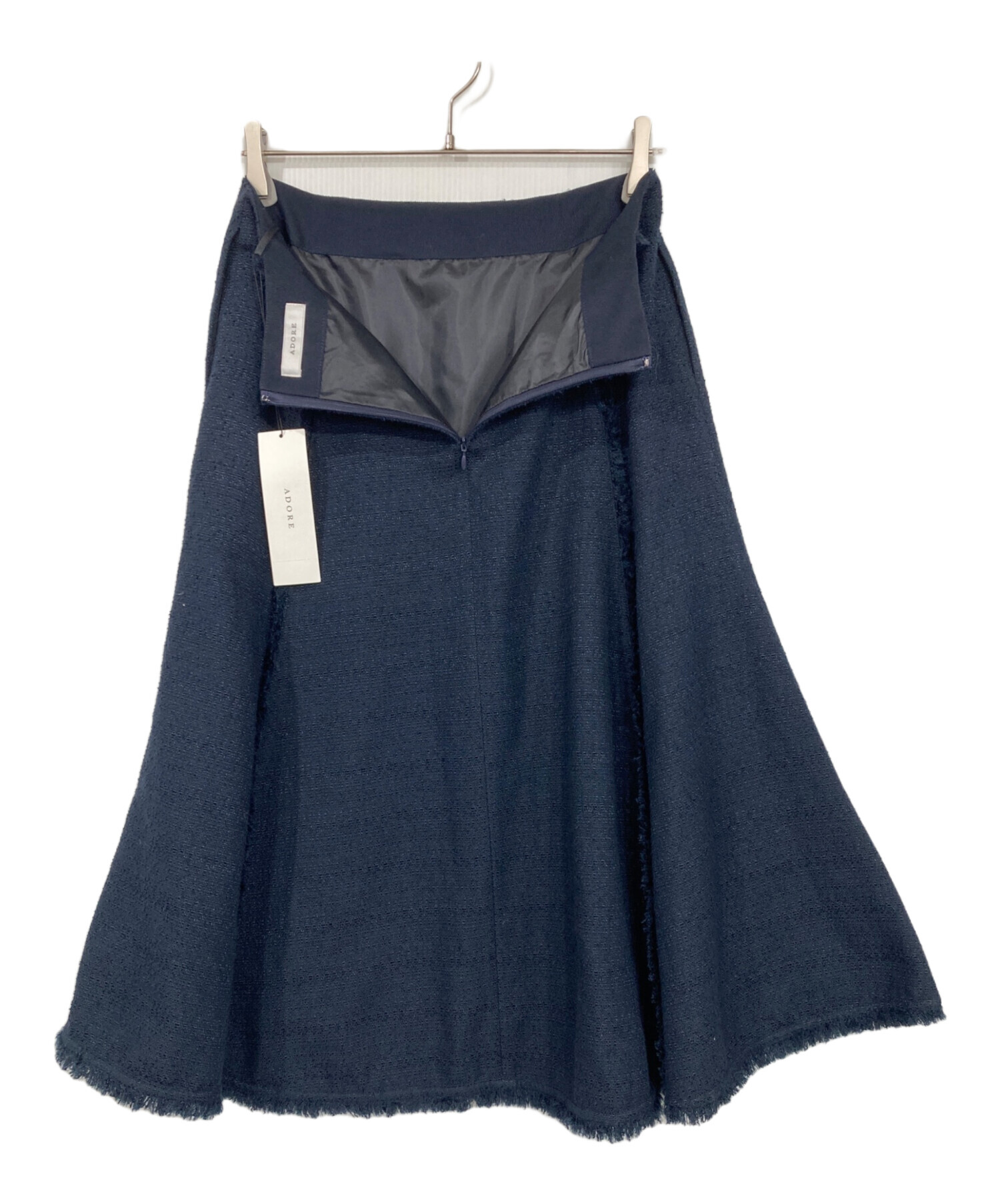 極美品 アドーア ADORE サマーツィードブラウス ネイビー 38 中古・古着通販】ADORE (アドーア) サマーツィードスカート ネイビー