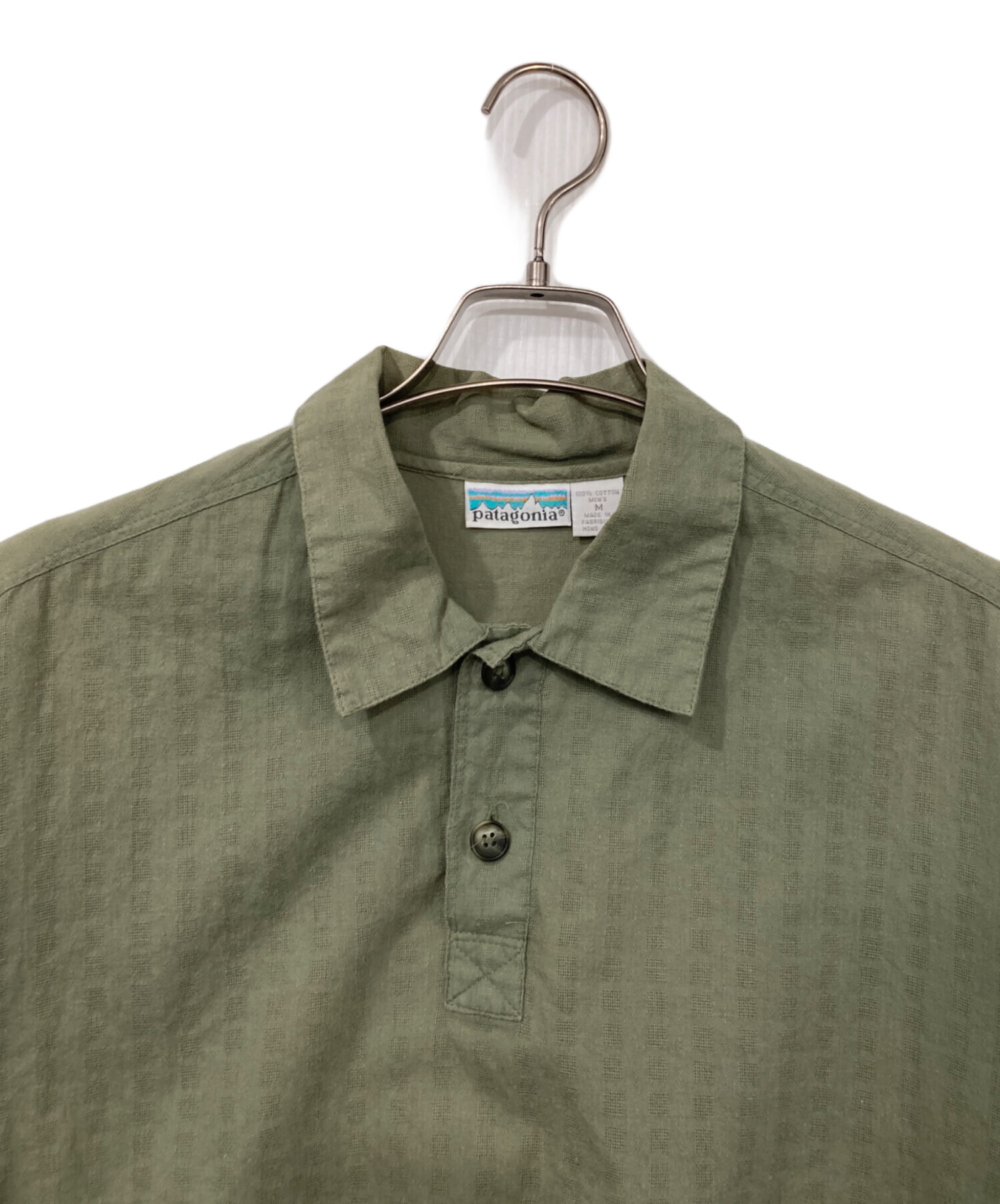 00s パタゴニア　ヘンプシャツ　ココナッツボタンフェード感◎ 黄緑　Lサイズ 中古・古着通販】Patagonia (パタゴニア) ハーフボタン半袖シャツ