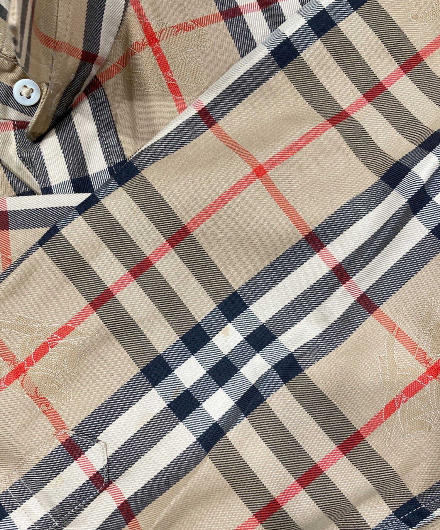 BURBERRY バーバーリーチェック長袖ブラウス M ベージュ BURBERRY (バーバリー) コットン クラシカルチェック フロントポケット
