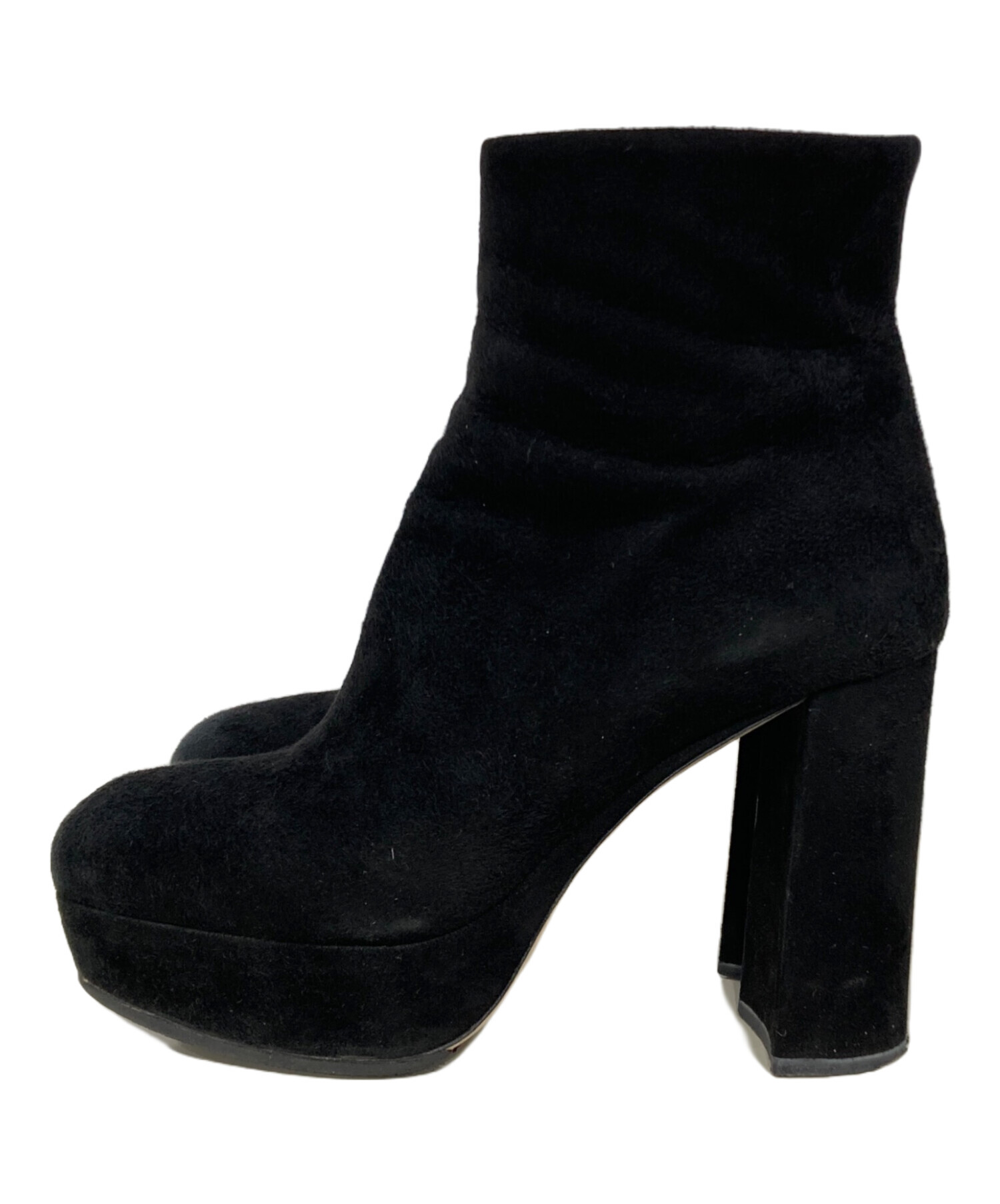 【新品未使用】miu miu ブーティ サイズ35.5 中古・古着通販】MIU MIU (ミュウミュウ) ブーティ ブラック サイズ:36