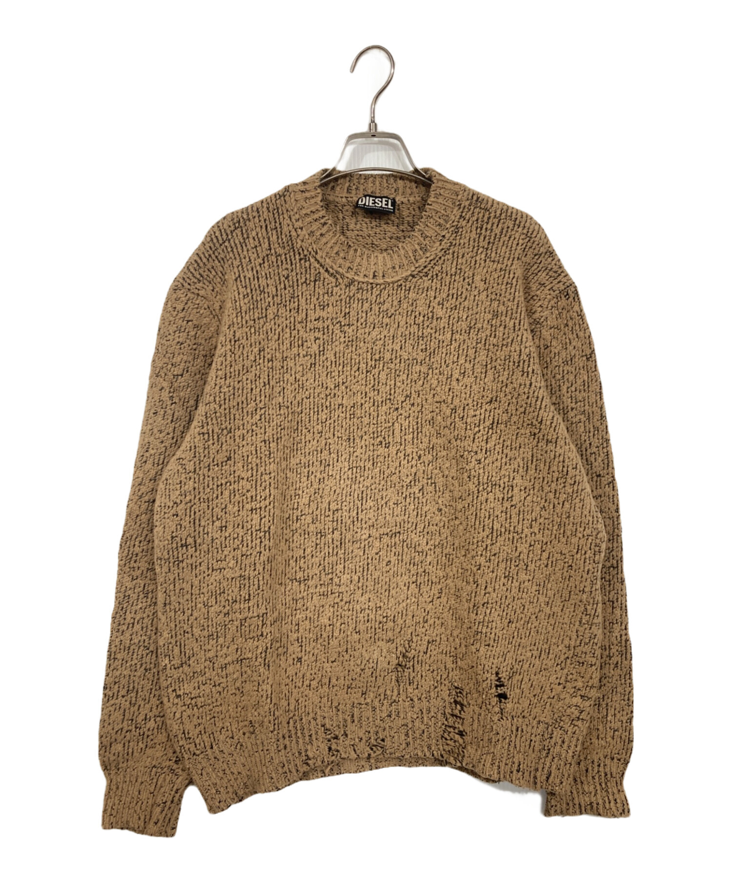 DIESEL ディーゼル ダメージ加工ニット 中古・古着通販】DIESEL (ディーゼル) ダメージ加工ニット ブラウン