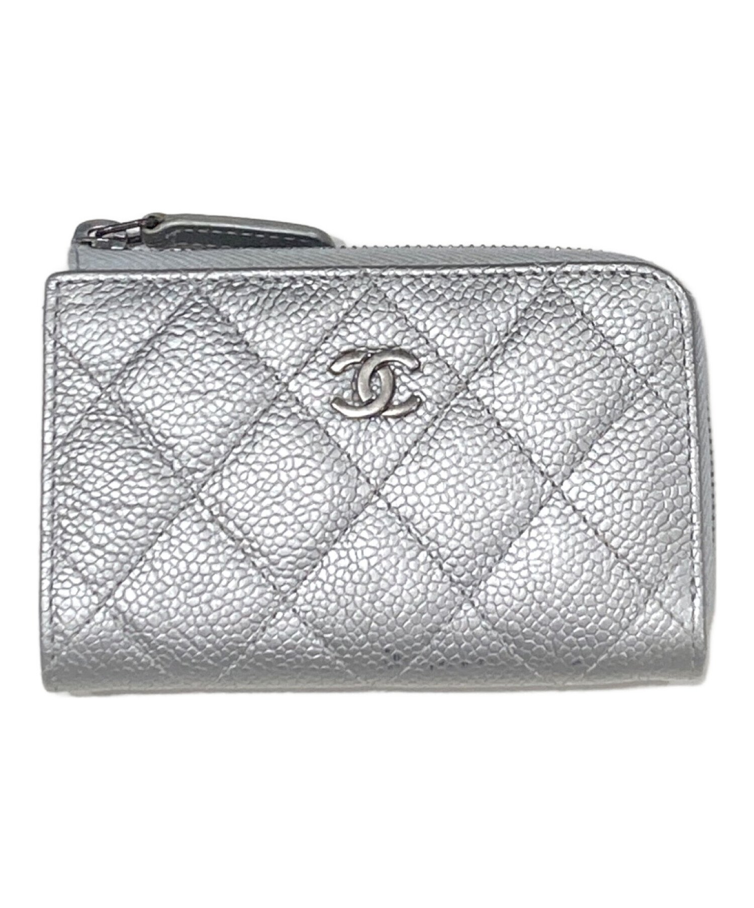 CHANEL ロゴ入りグレーキーホルダー 中古・古着通販】CHANEL (シャネル) キーリング付コインケース