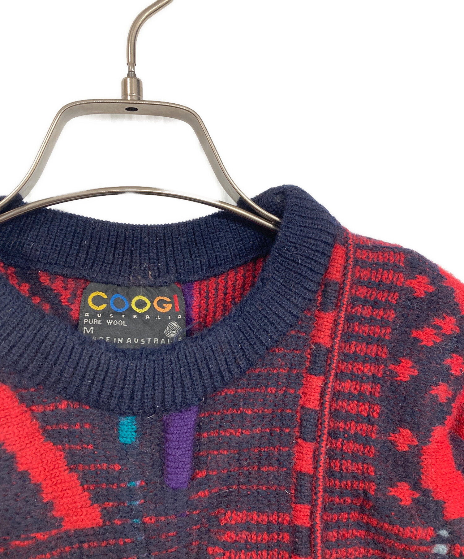 中古・古着通販】Coogi (クージー) 3Dニット ネイビー×レッド サイズ:M