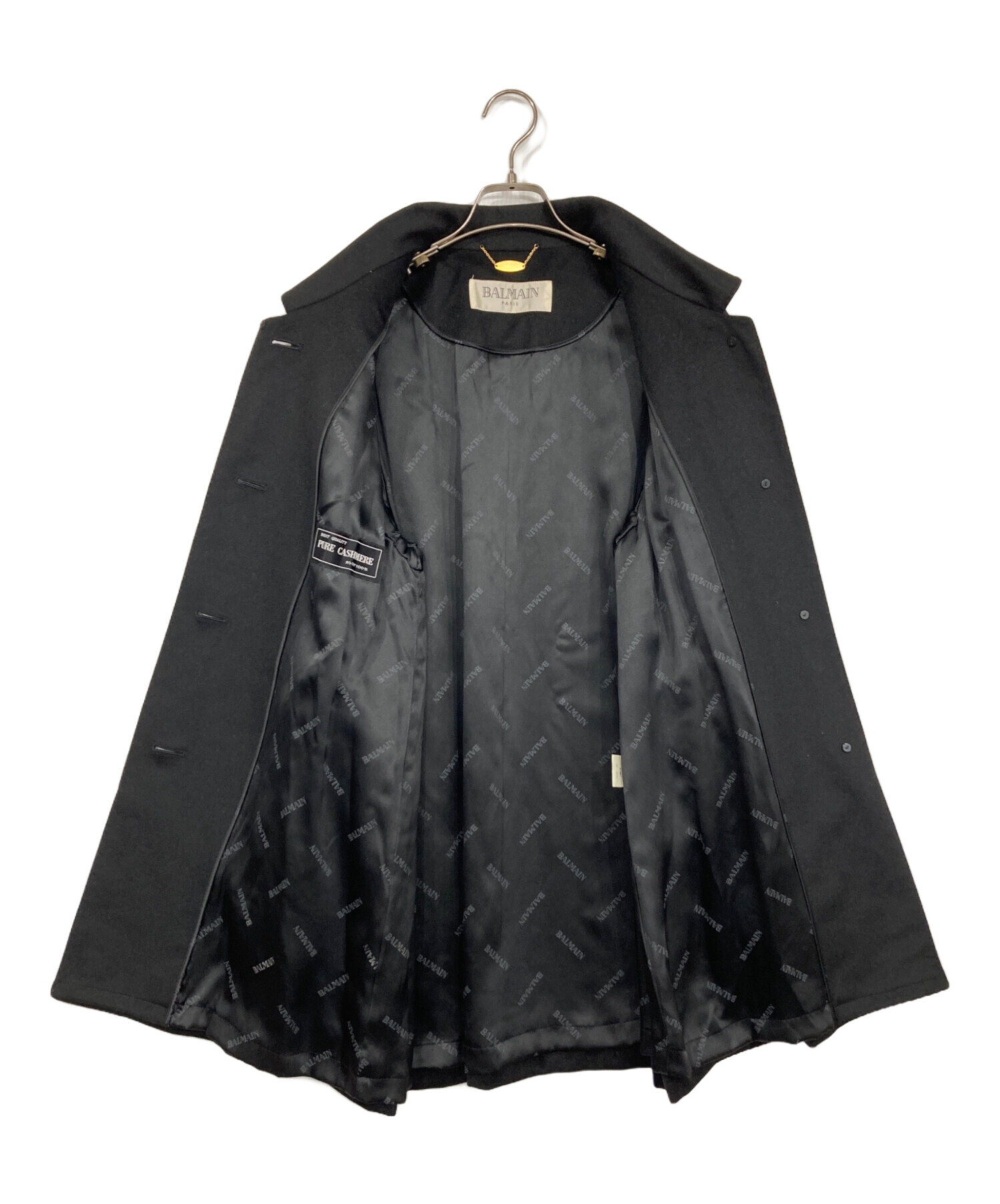 中古・古着通販】BALMAIN (バルマン) カシミヤコート ブラック サイズ