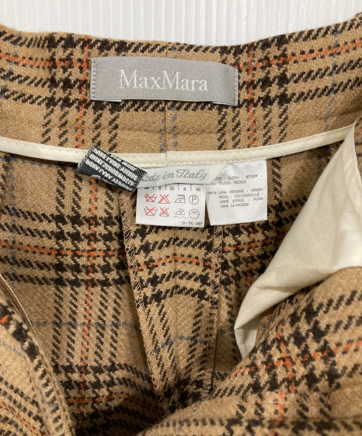 中古・古着通販】MaxMara (マックスマーラ) チェックパンツ ベージュ