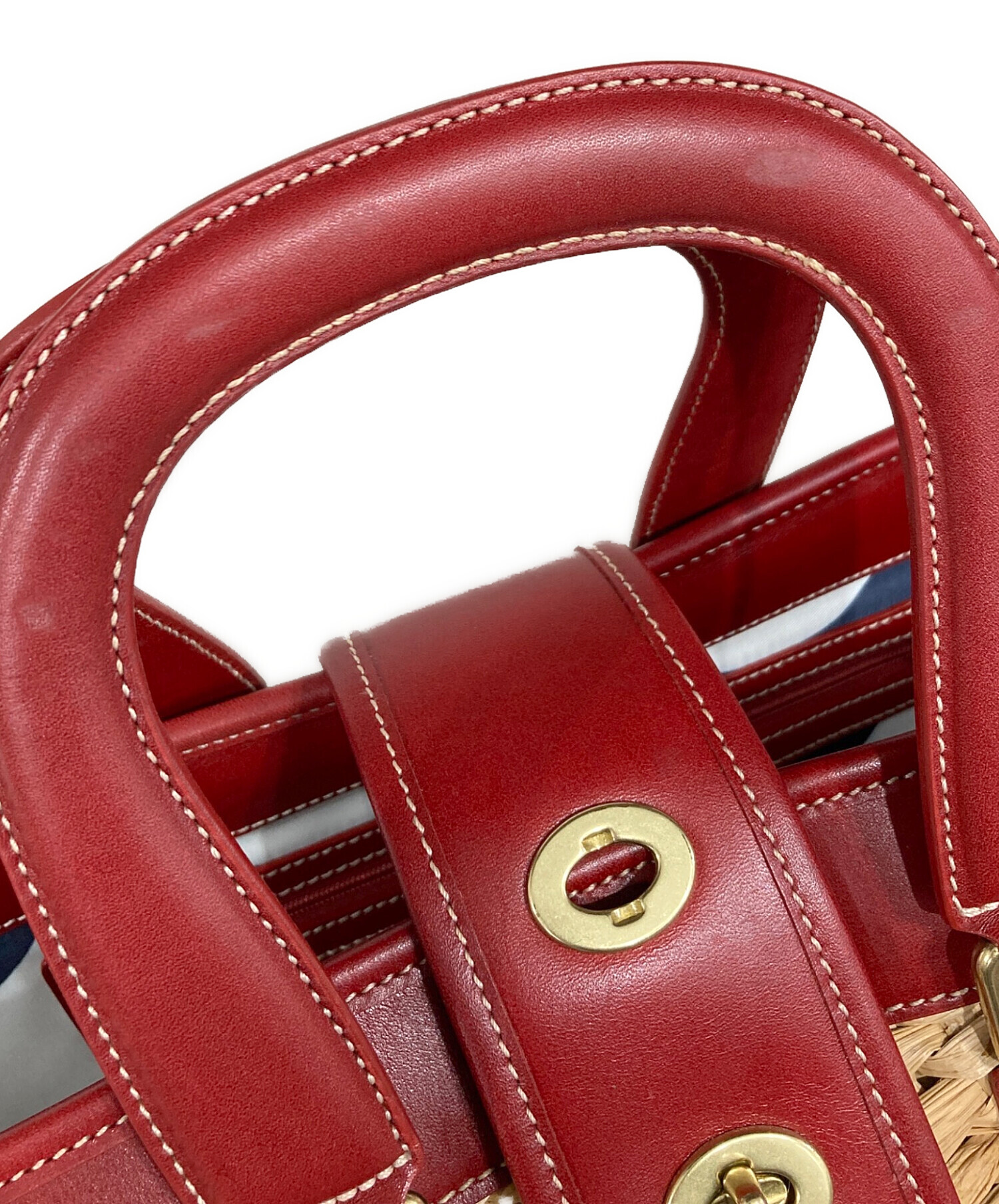 中古・古着通販】COACH (コーチ) カゴバッグ レッド×ベージュ