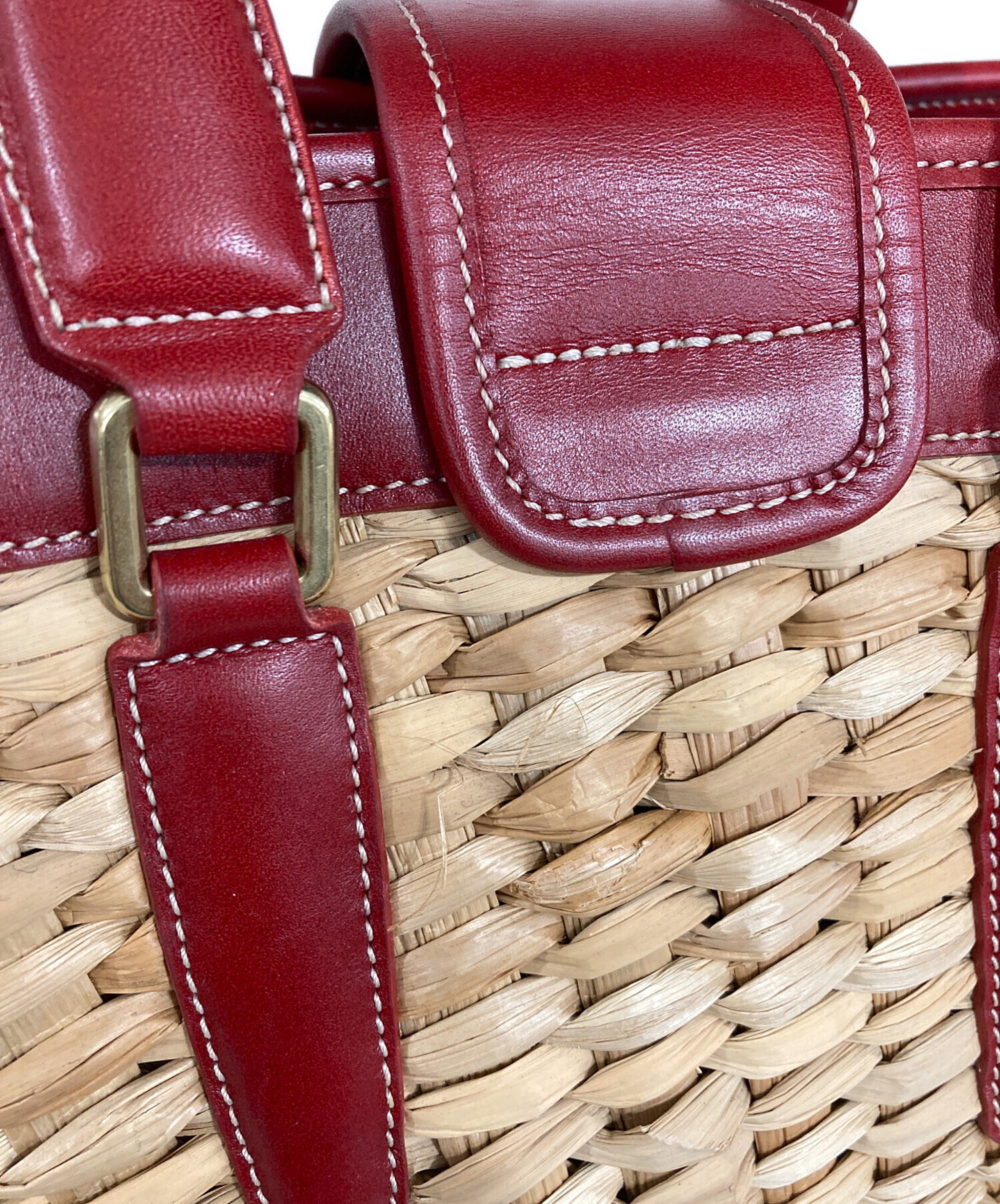 中古・古着通販】COACH (コーチ) カゴバッグ レッド×ベージュ