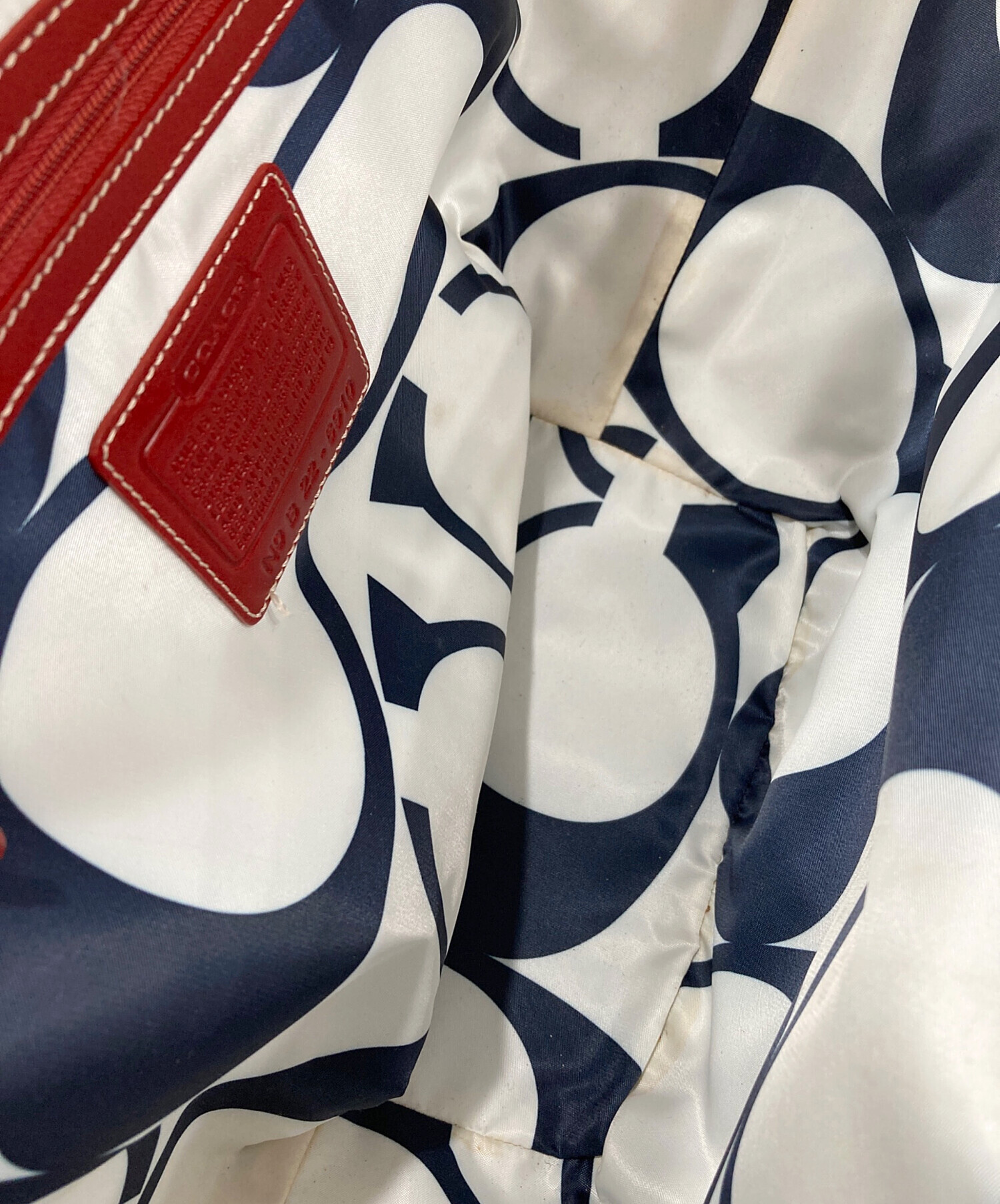 中古・古着通販】COACH (コーチ) カゴバッグ レッド×ベージュ