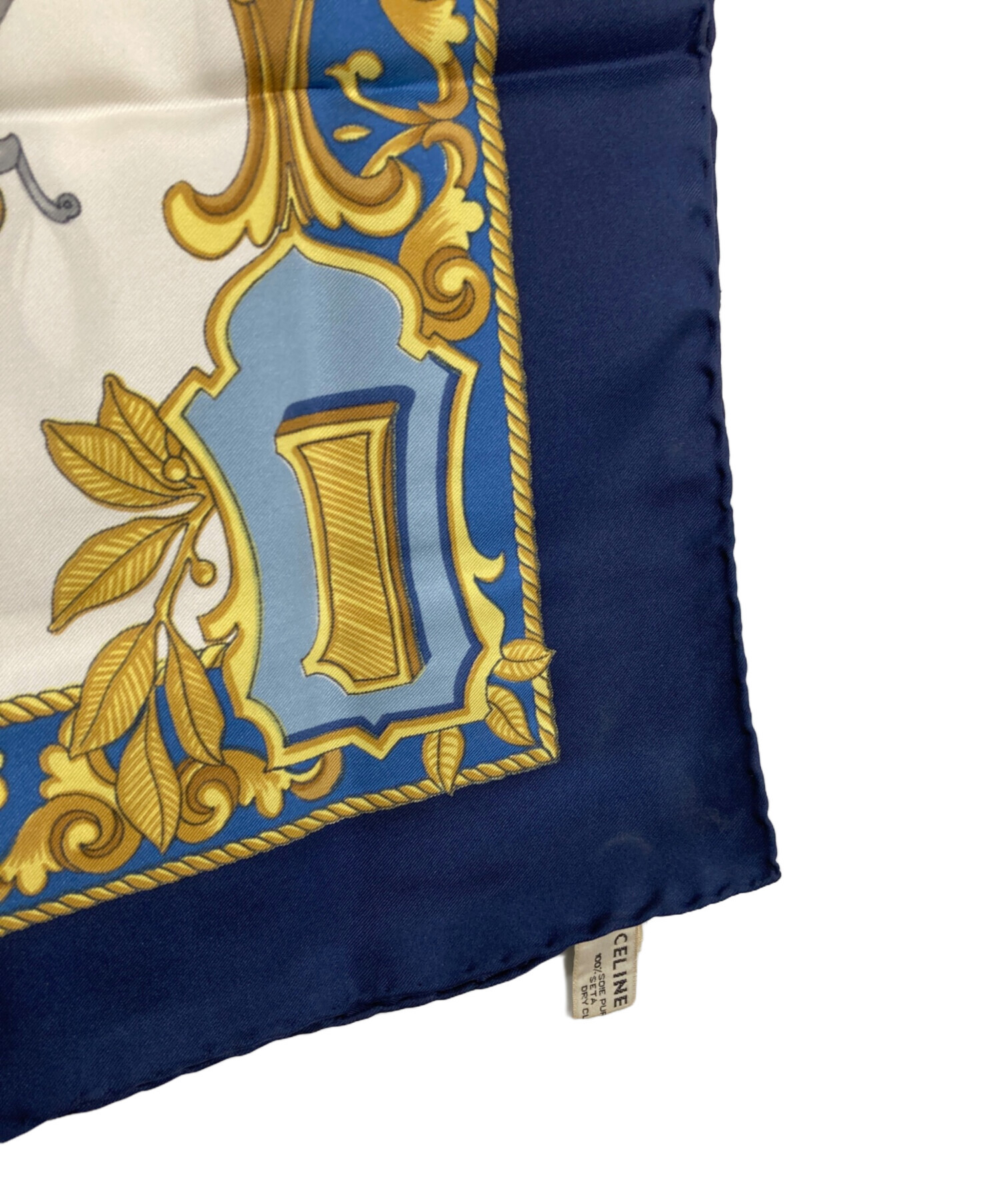 中古・古着通販】CELINE (セリーヌ) シルクスカーフ ネイビー