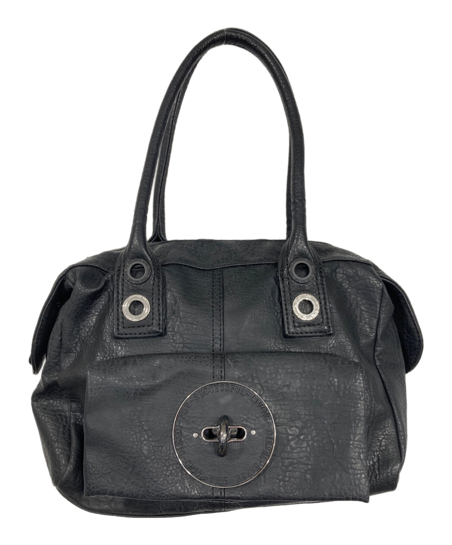 中古・古着通販】DIESEL (ディーゼル) レザーボストンバッグ ブラック 
