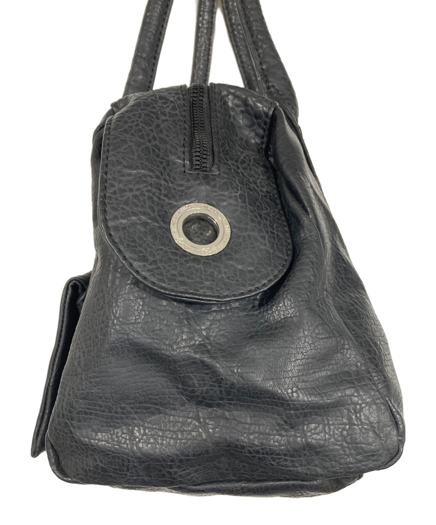 中古・古着通販】DIESEL (ディーゼル) レザーボストンバッグ ブラック
