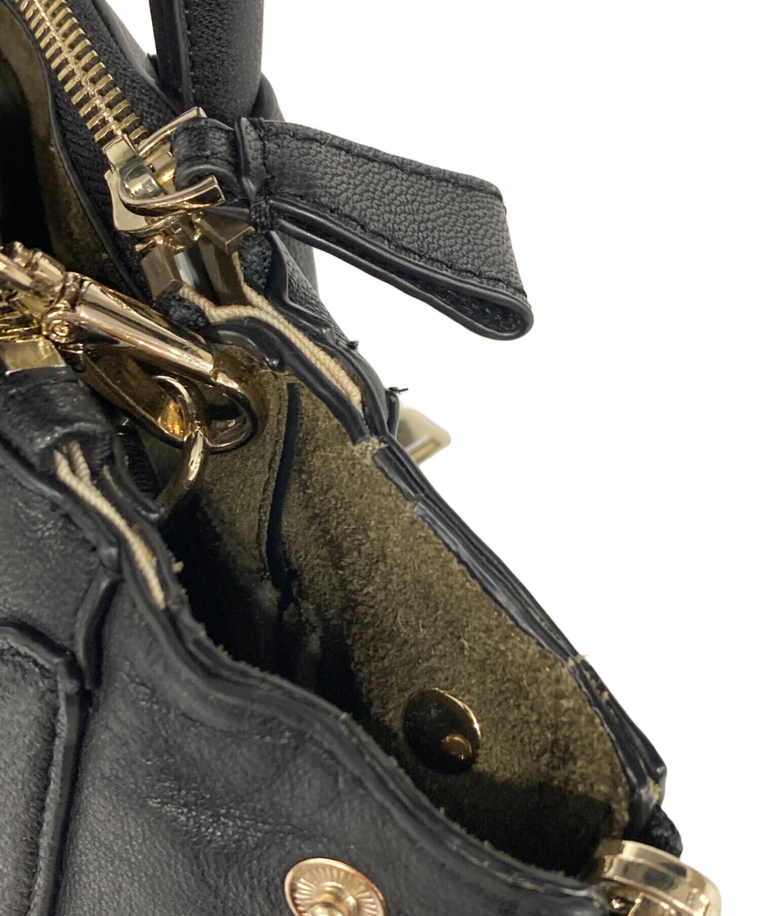 【未使用】story. ストーリー 2way ハンドバッグ ゴールド金具　黒 中古・古着通販】story. (ストーリー) リバーシブル2WAYショルダー