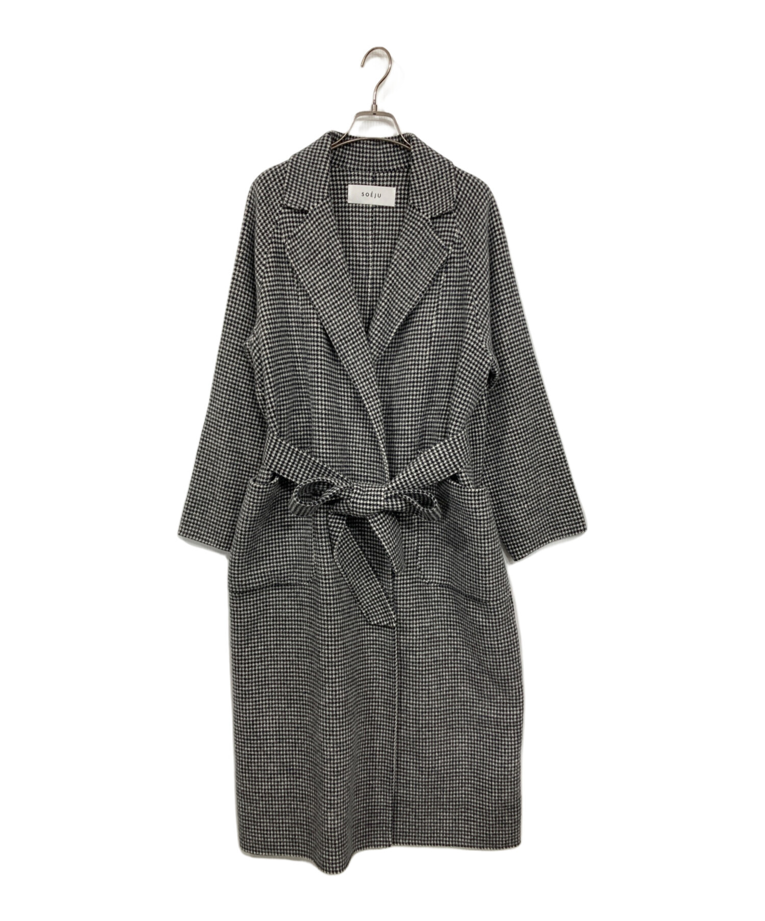 soeju ソージュ ウールリバーローブコート 千鳥格子 S M Ｌ soeju ソージュ ウールリバーローブコート 千鳥格子 S M L soéju
