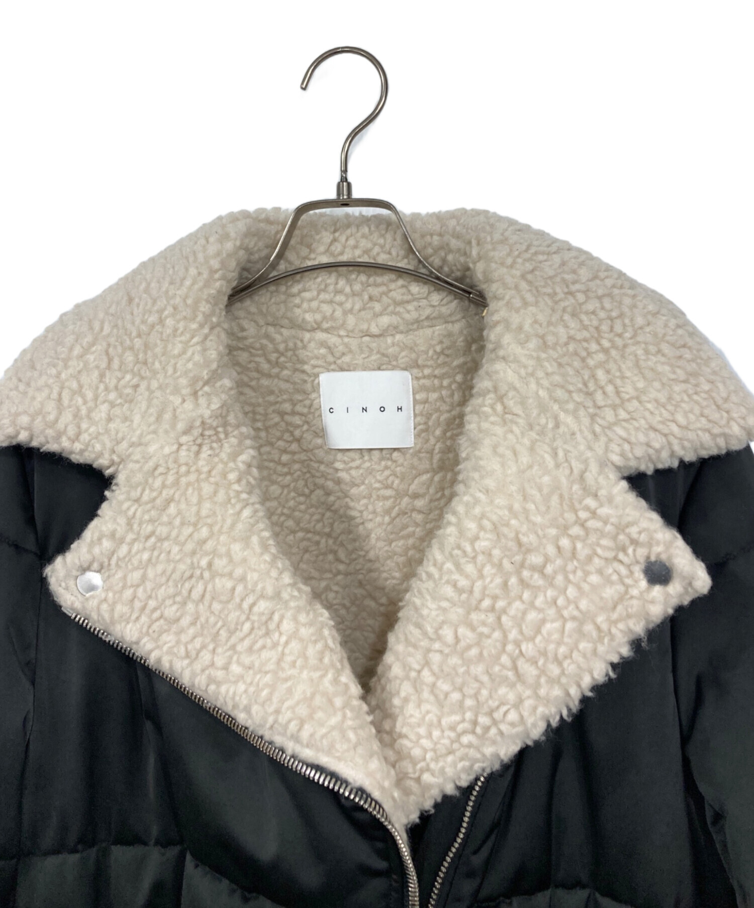 【極美品】CINOH チノ パディングバイカージャケット 36 中古・古着通販】CINOH (チノ) パディングバイカージャケット ブラック