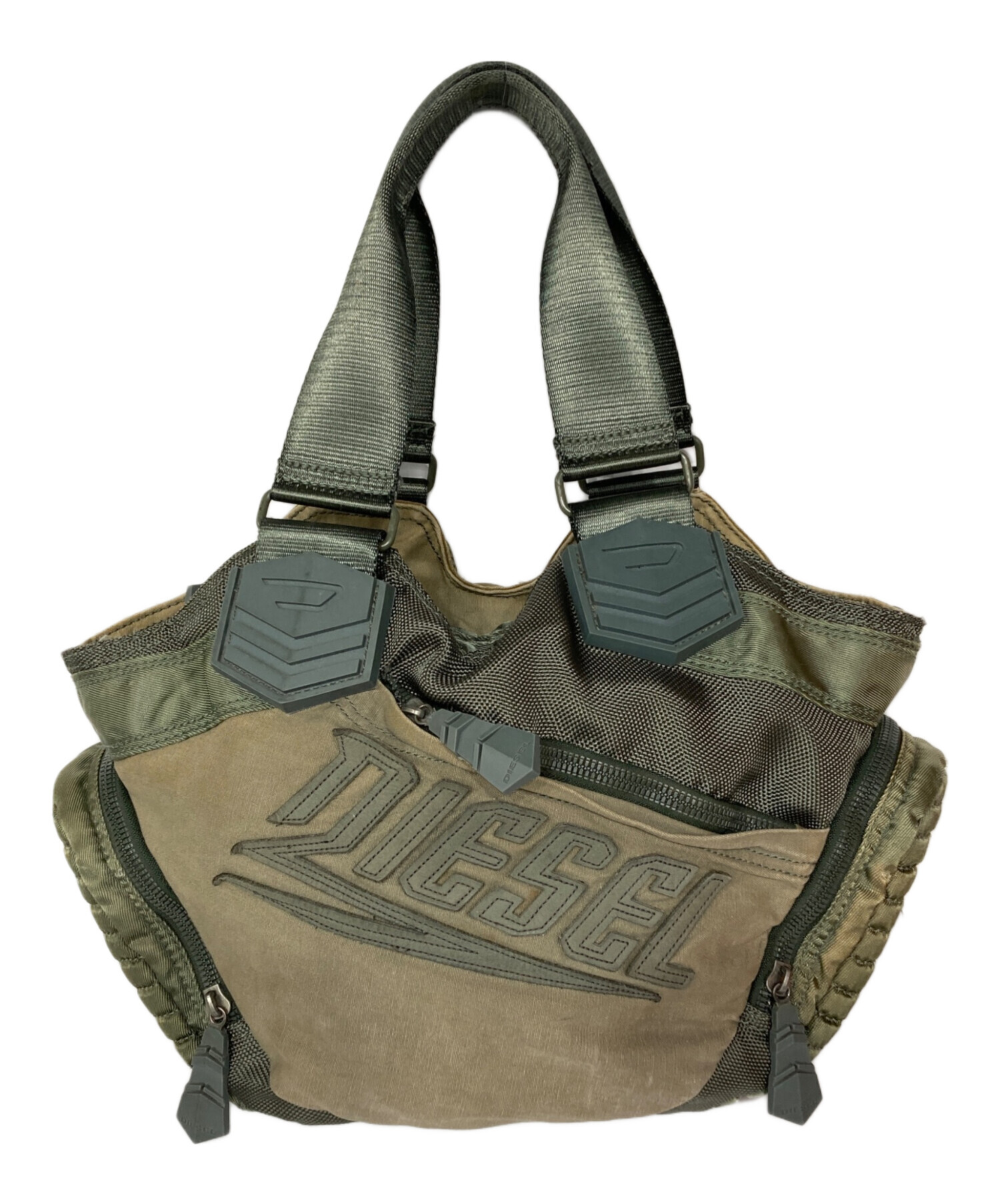 DIESEL バッグ　カーキ 中古・古着通販】DIESEL (ディーゼル) ミリタリーハンドバッグ