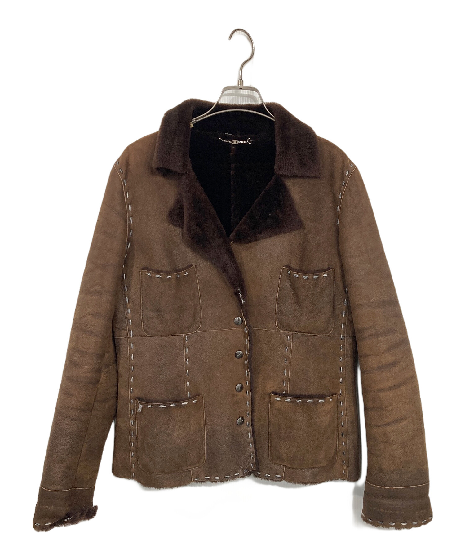 希少 美品✨フェラガモ レザーテーラードジャケット ブラウン イタリア製 中古・古着通販】Salvatore Ferragamo (サルヴァトーレ フェラガモ