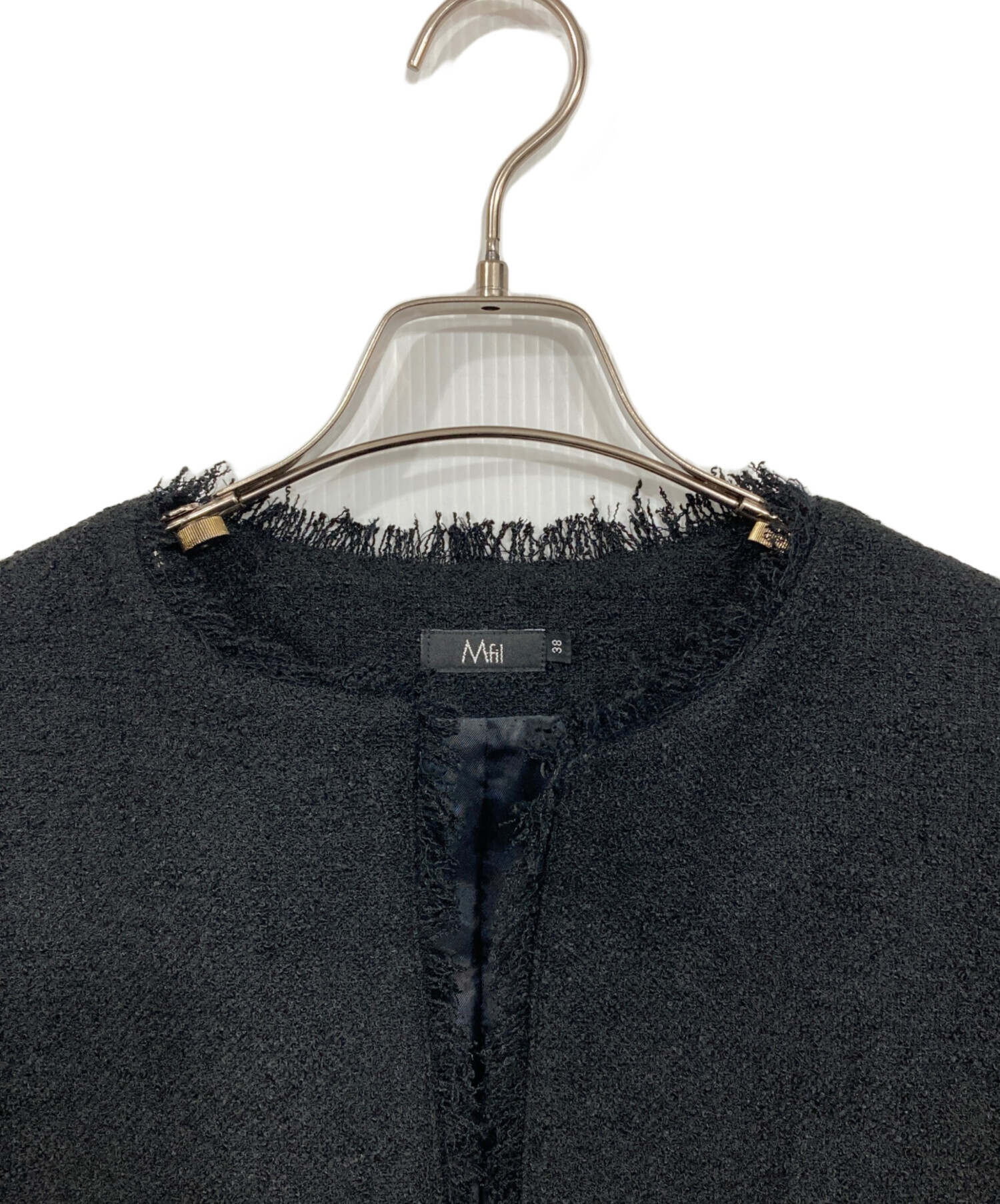 中古・古着通販】M・fil (エムフィル) ツイードロングジレ ブラック