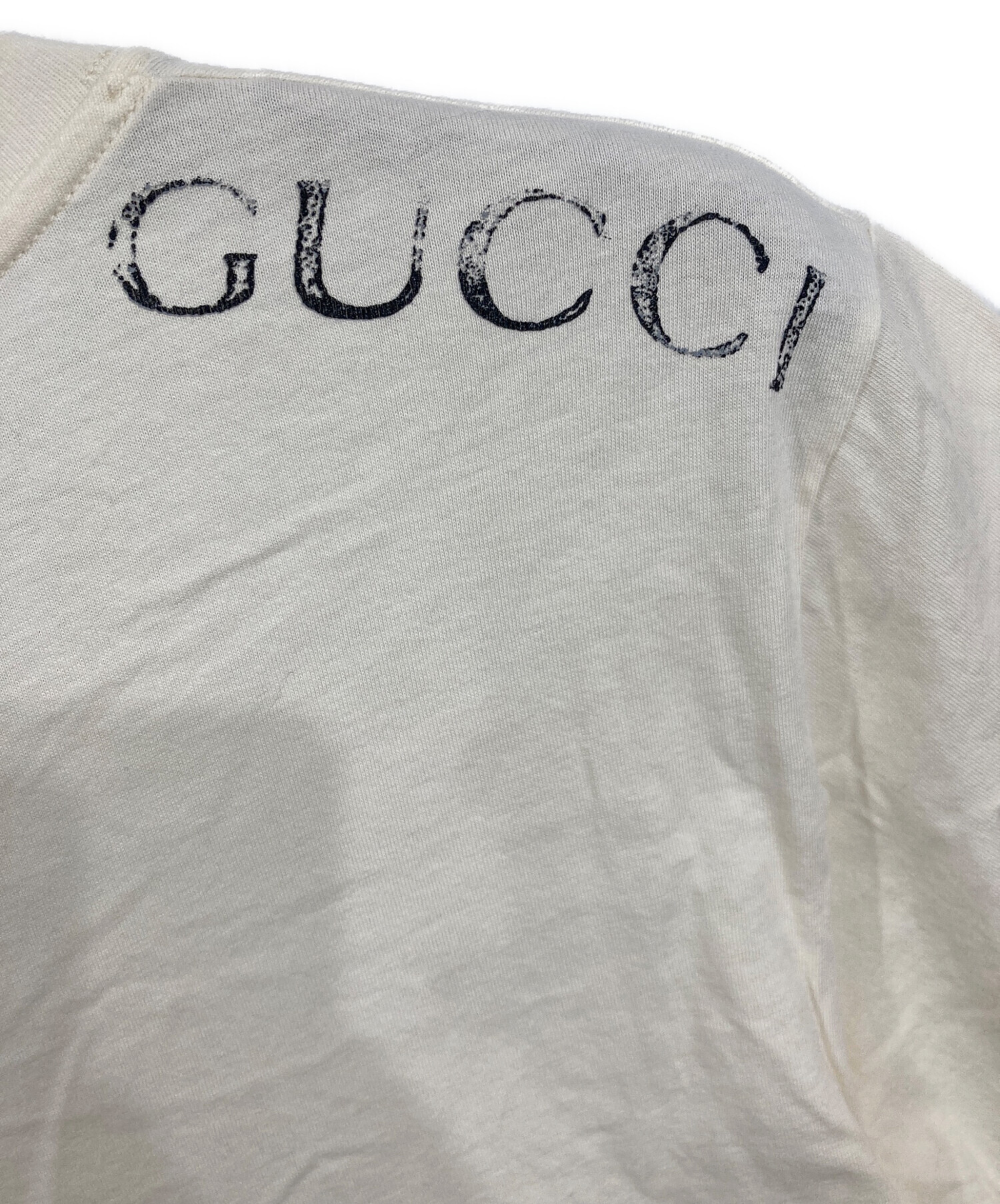 中古・古着通販】GUCCI (グッチ) ロゴプリントTシャツ ベージュ サイズ