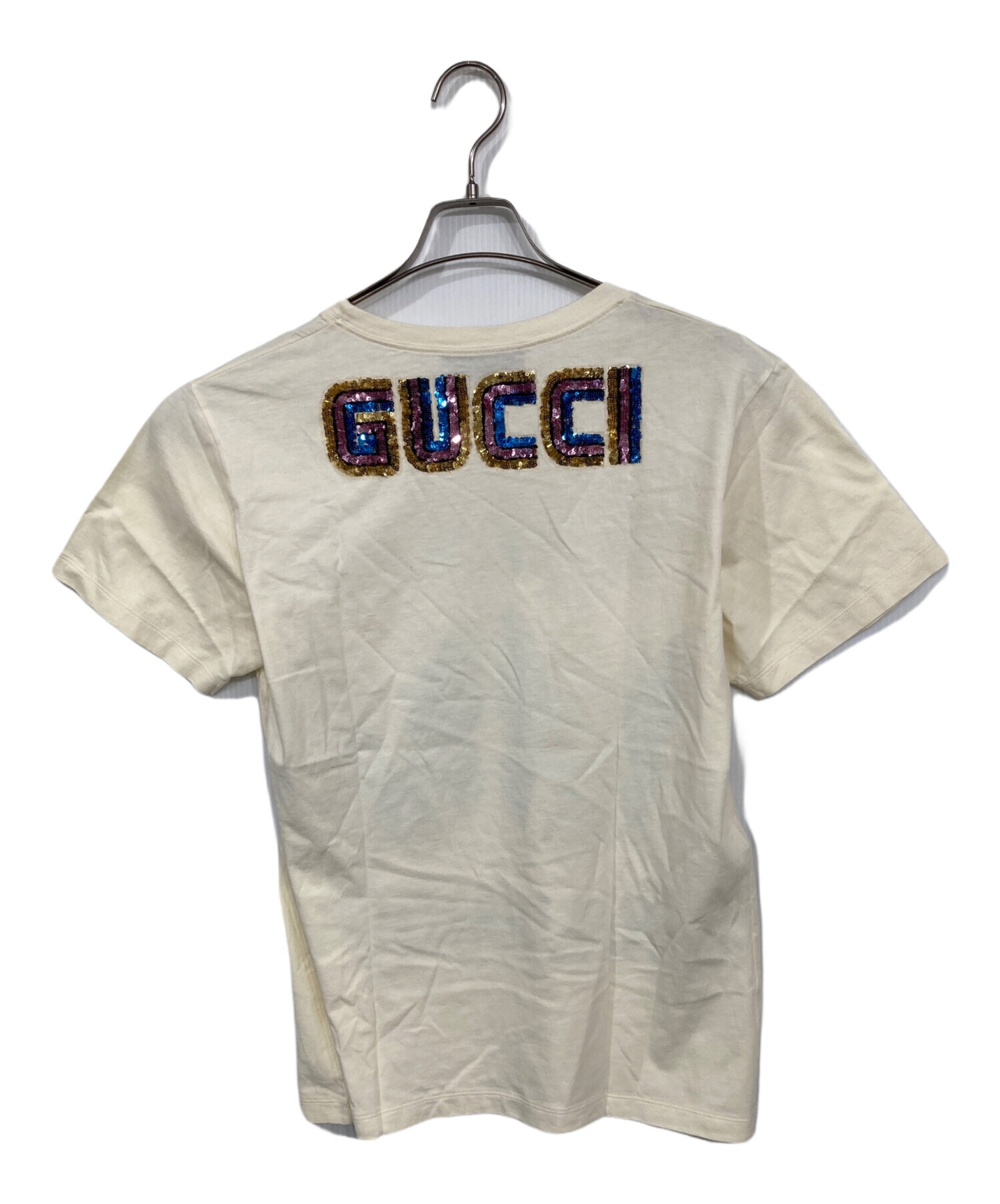 GUCCI グッチ スパンコール Tシャツ 半袖 ロゴ 中古・古着通販】GUCCI (グッチ) バックスパンコールロゴTシャツ