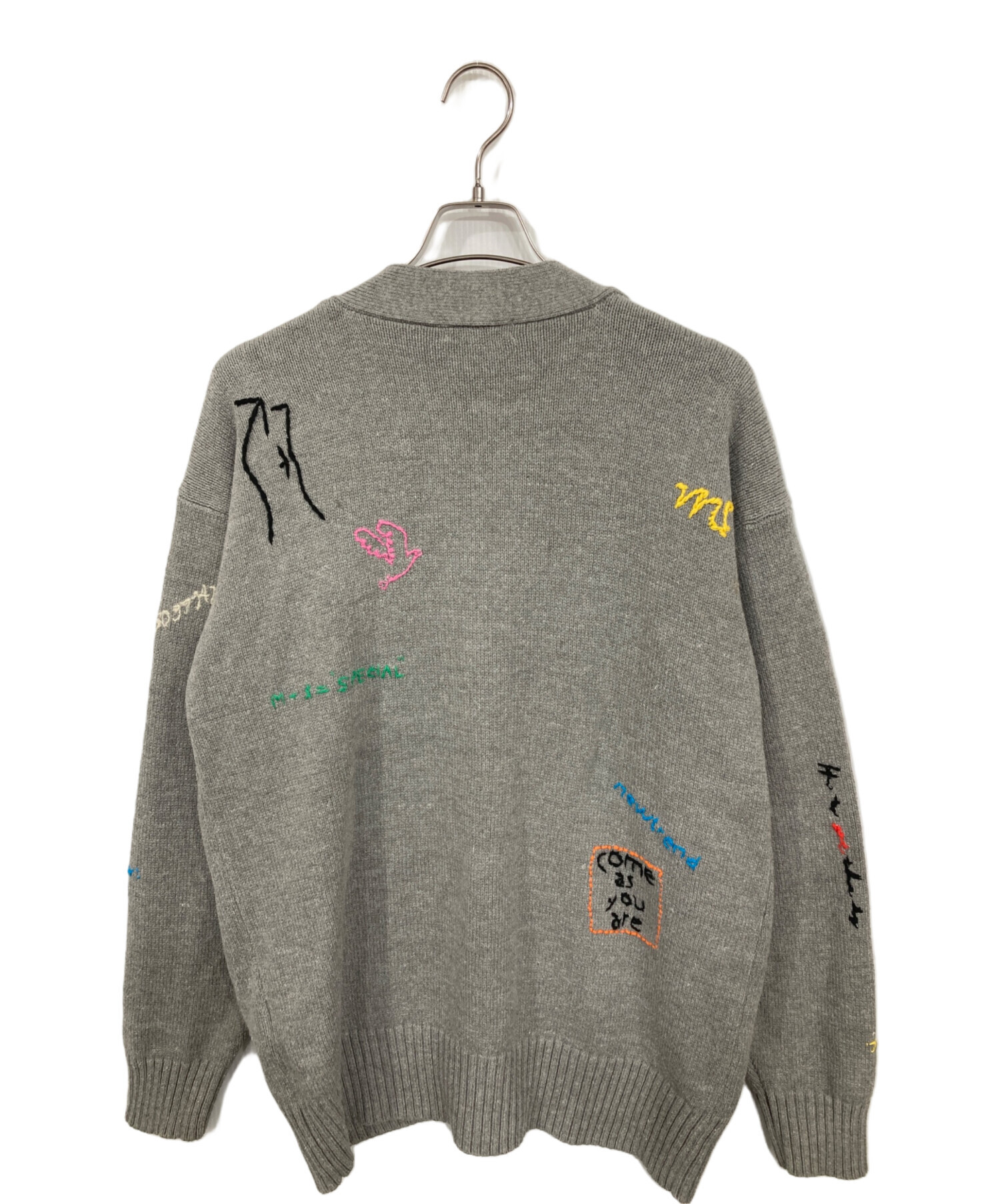 MAISON SPECIAL メゾンスペシャル 刺繍ニットカーディガン グレー 中古・古着通販】MAISON SPECIAL (メゾンスペシャル) ライフワードエン