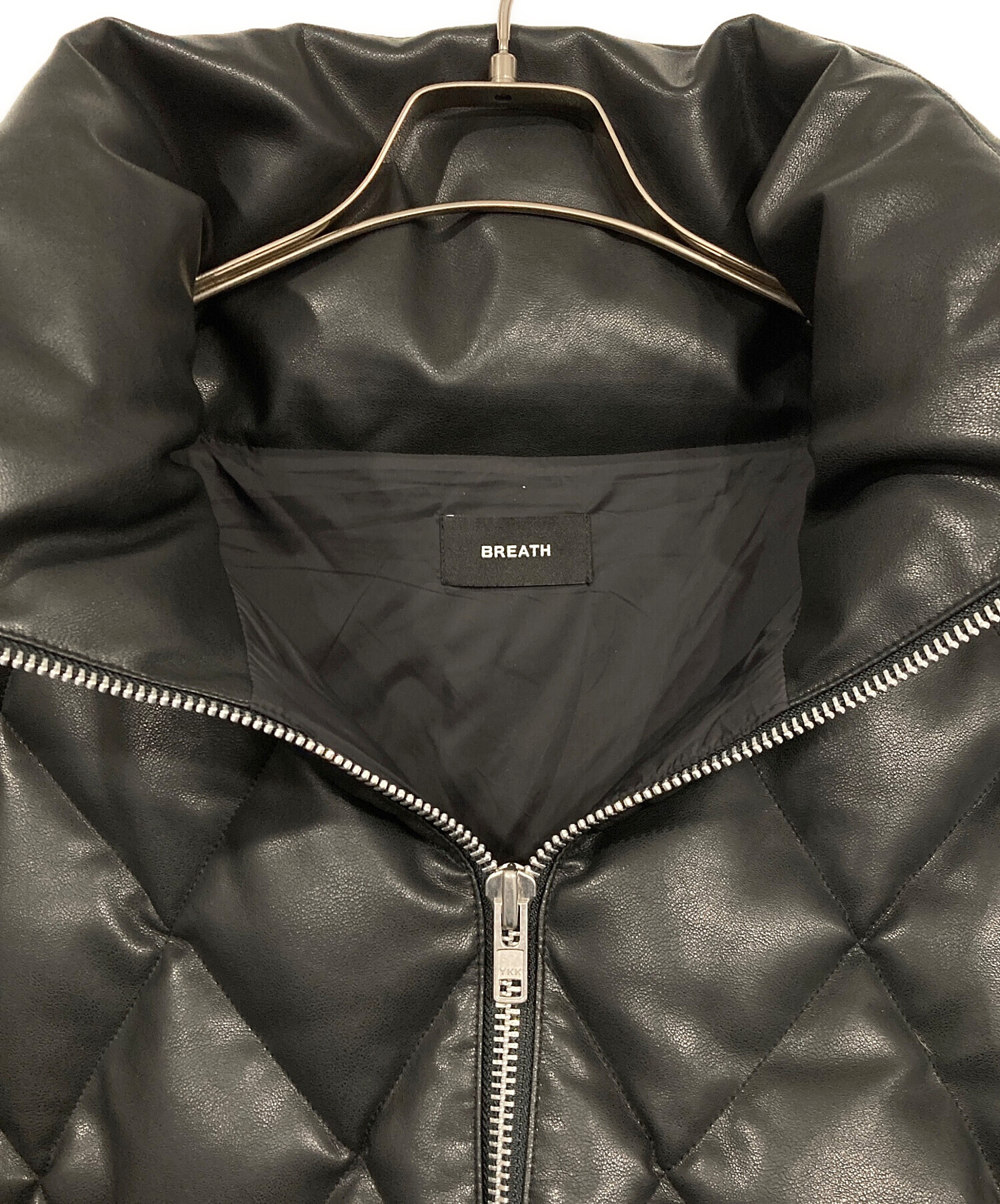 中古・古着通販】BREATH (ブレス) FAUX LEATHER QUILTING DOWN JACKET 