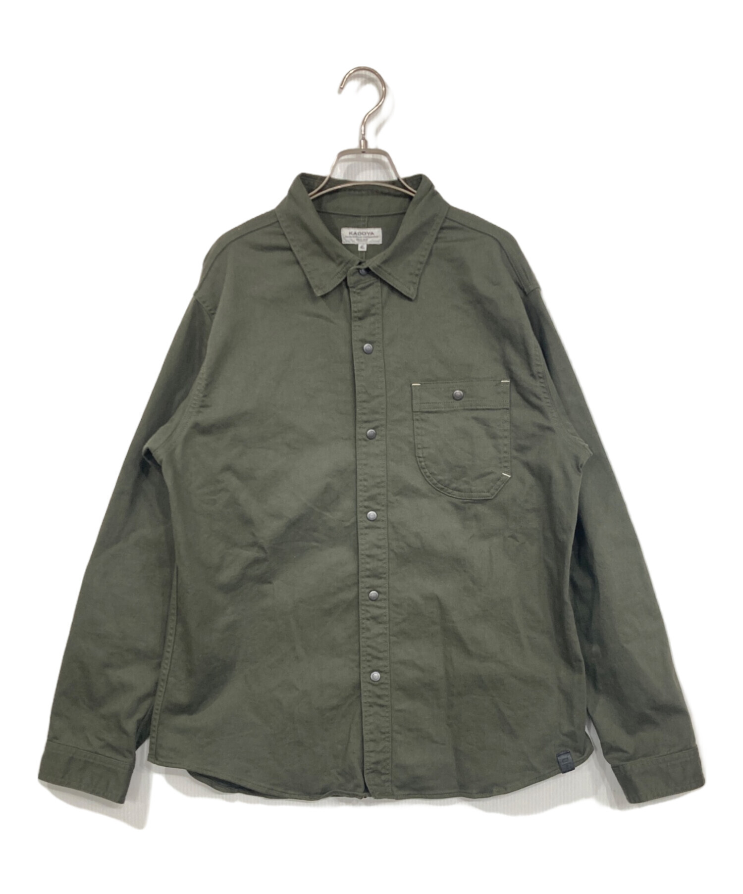 中古・古着通販】KADOYA (カドヤ) MOTO WORK SHIRT カーキ サイズ:4L