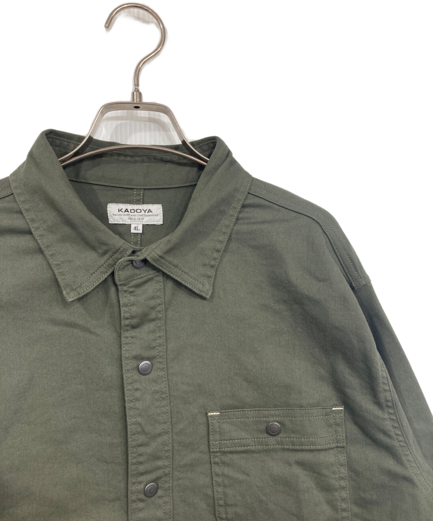 中古・古着通販】KADOYA (カドヤ) MOTO WORK SHIRT カーキ サイズ:4L
