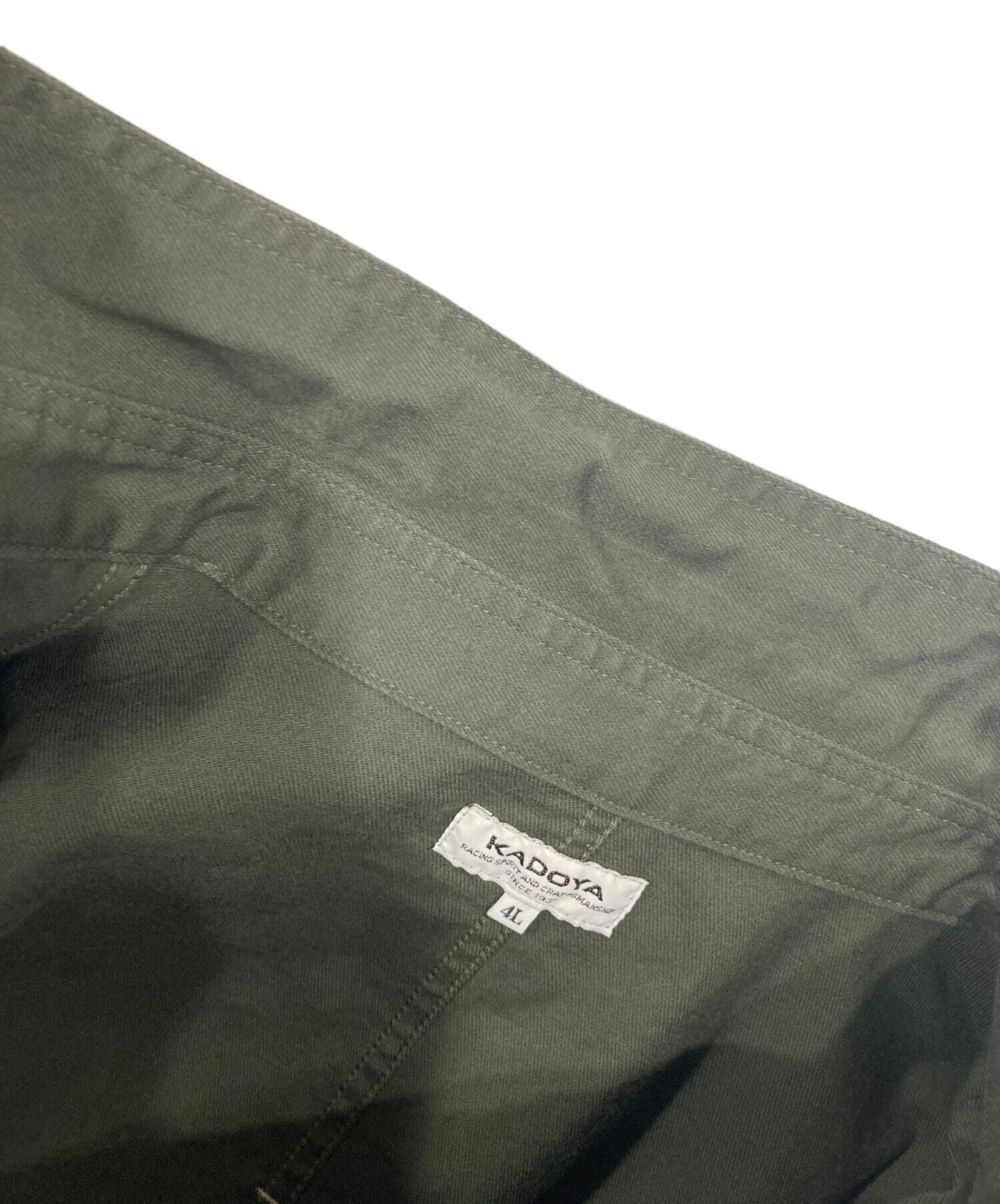 中古・古着通販】KADOYA (カドヤ) MOTO WORK SHIRT カーキ サイズ:4L 