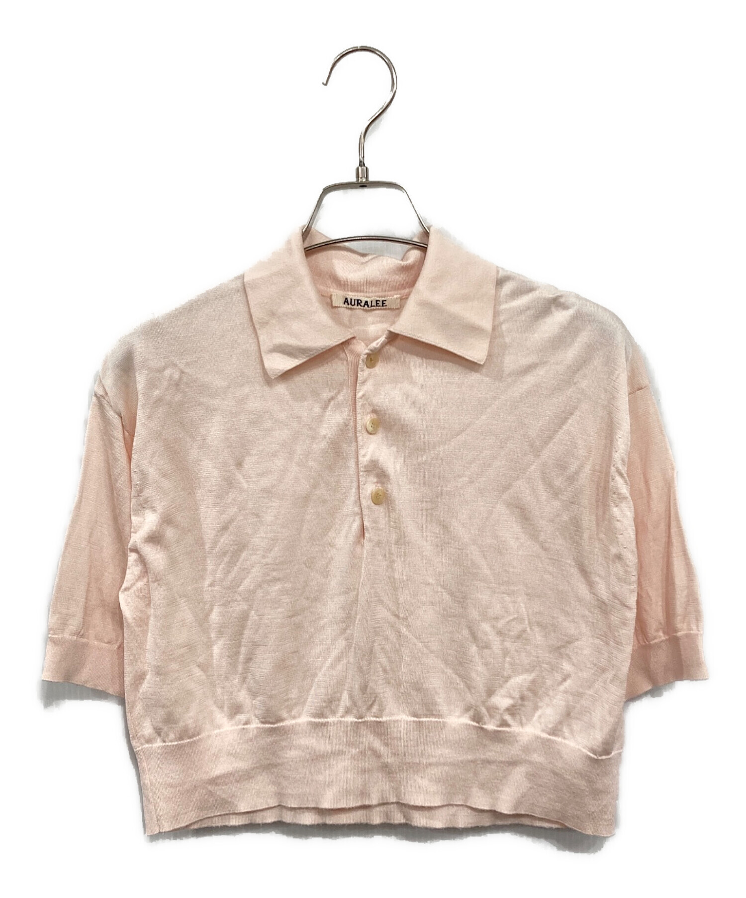 オーラリー 23aw モヘア ニット ポロシャツ ピンク系 中古・古着通販】AURALEE (オーラリー) シルクニットポロシャツ ピンク