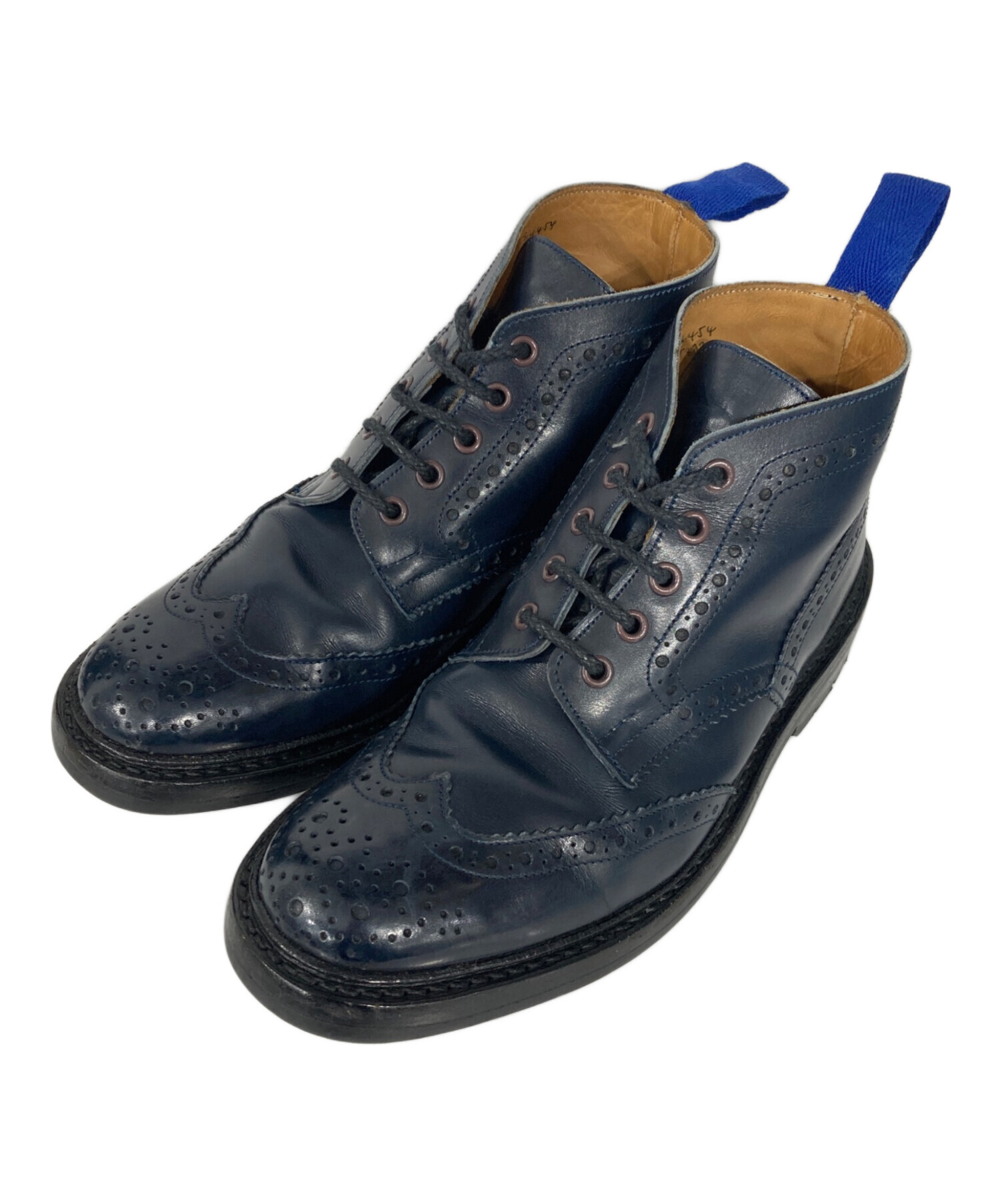 Tricker's ネイビー ブローグブーツ 中古・古着通販】Tricker's (トリッカーズ) ウィングチップブーツ