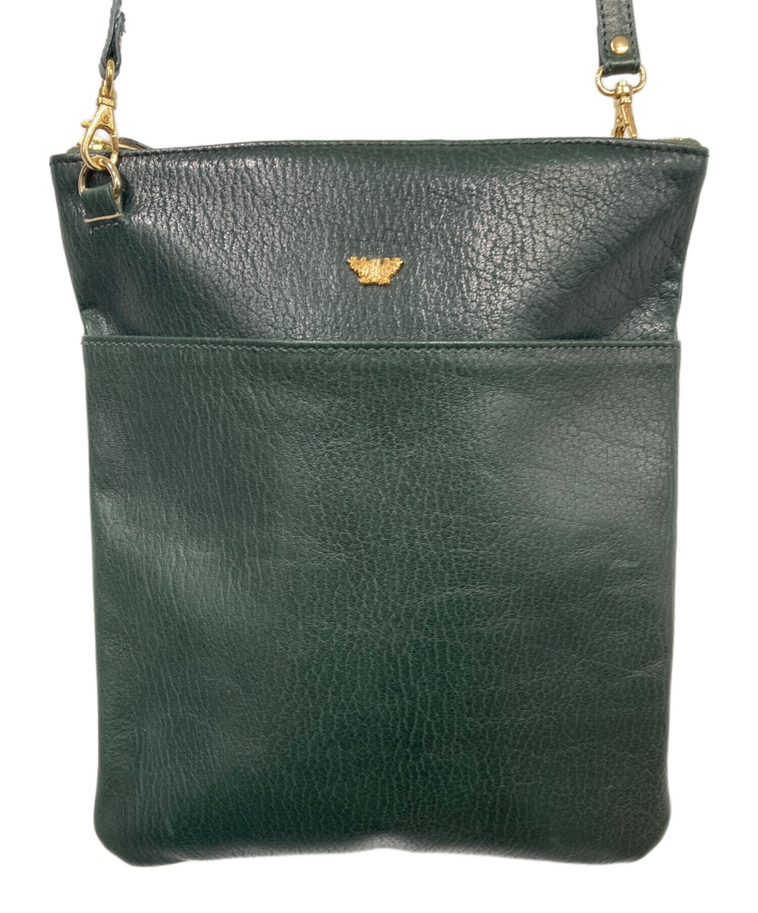 中古・古着通販】HAMANO (ハマノ) レザーショルダーバッグ グリーン