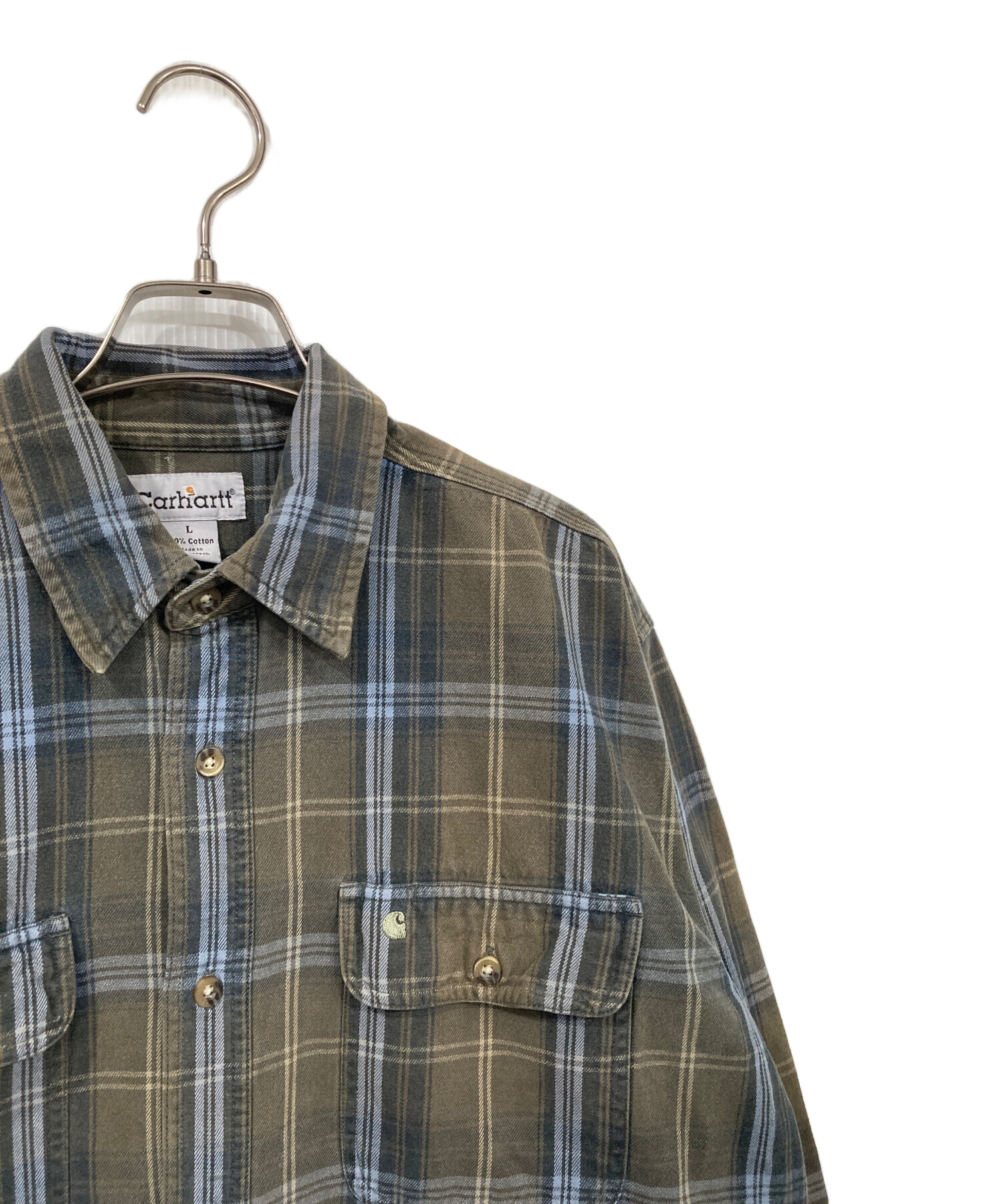 中古・古着通販】CarHartt (カーハート) 古着チェックシャツ カーキ