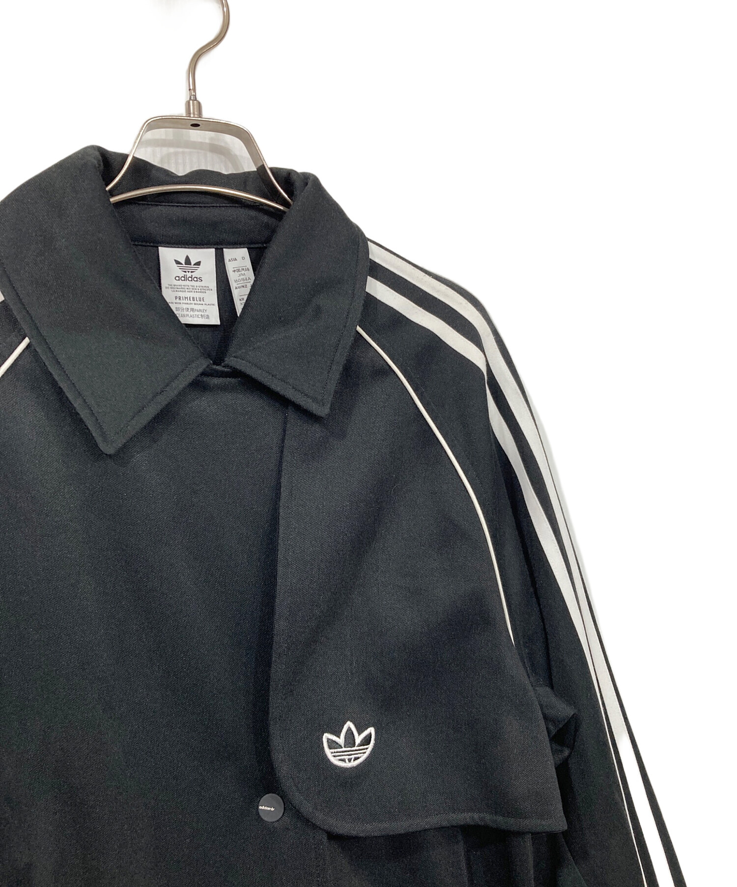 adidas Originals Primegreen トレンチコート 黒 アディカラークラシックストレンチコート ロング ロゴ ベルト付き S 黒