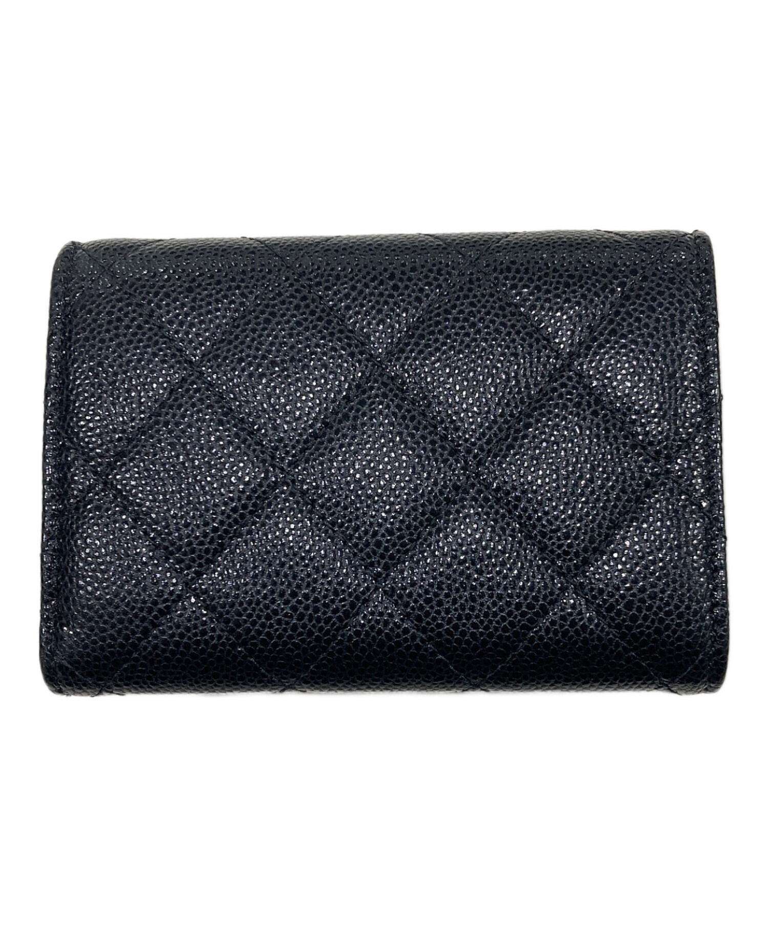 中古・古着通販】CHANEL (シャネル) キャビアスキンフラップ3つ折り 