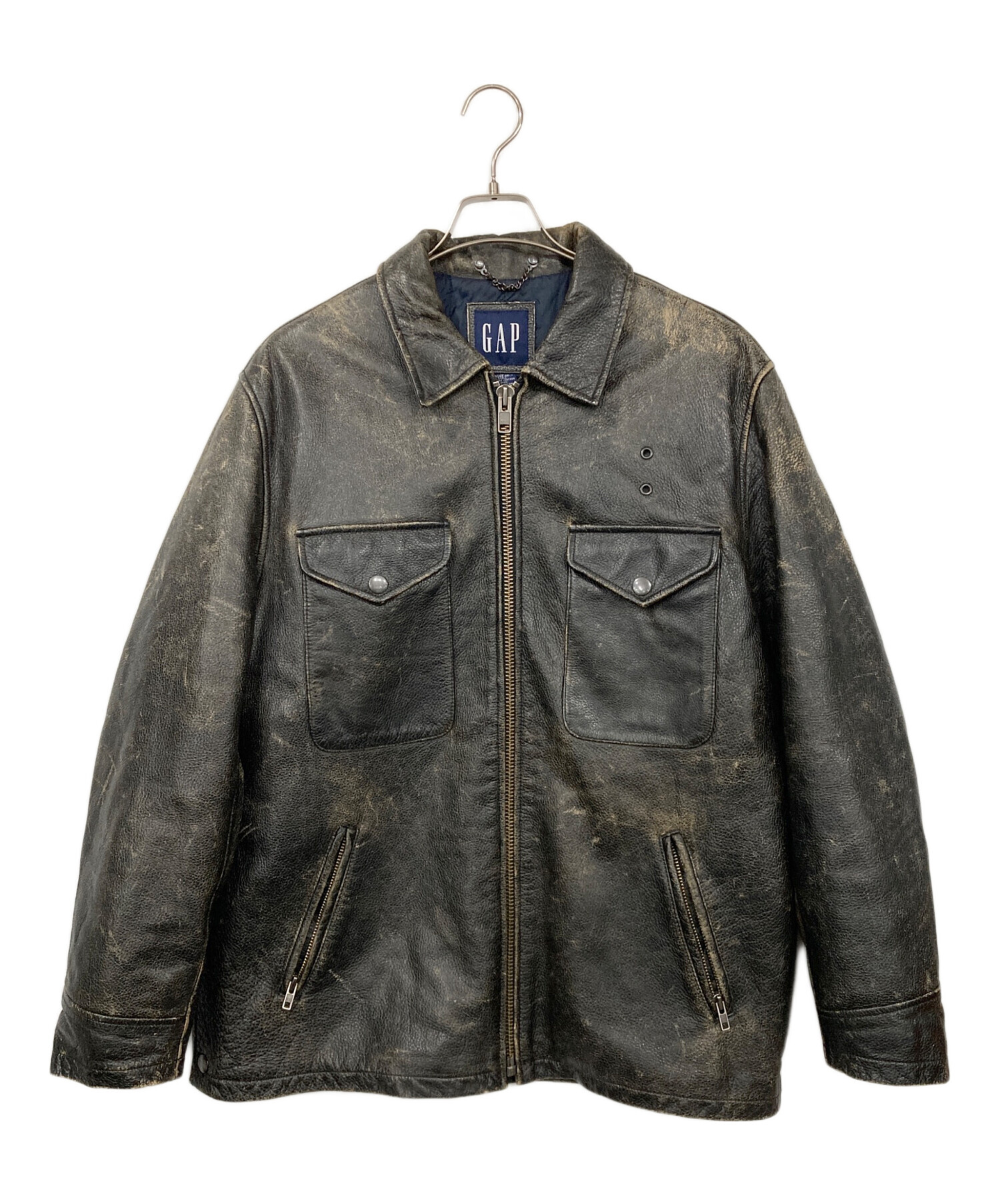 中古・古着通販】GAP (ギャップ) レザージャケット ブラック サイズ:M