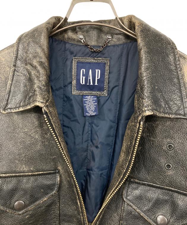 中古・古着通販】GAP (ギャップ) レザージャケット ブラック サイズ:M