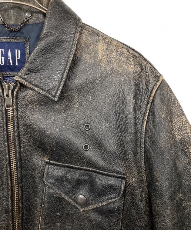中古・古着通販】GAP (ギャップ) レザージャケット ブラック サイズ:M
