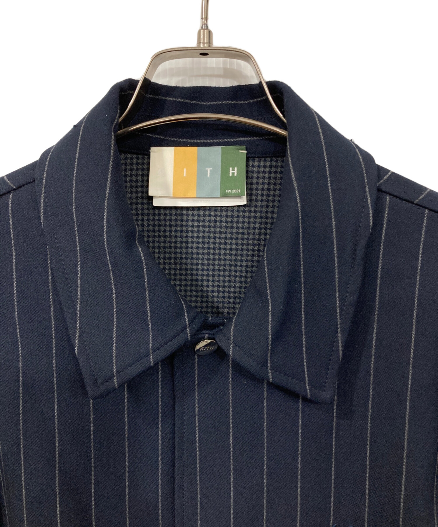 中古・古着通販】KITH (キス) ストライプコーチジャケット ネイビー
