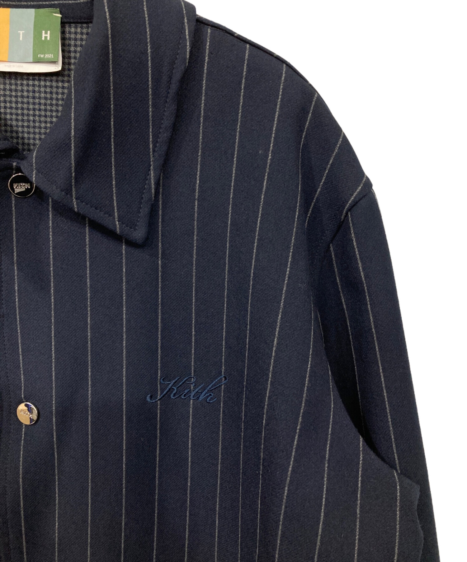 中古・古着通販】KITH (キス) ストライプコーチジャケット ネイビー