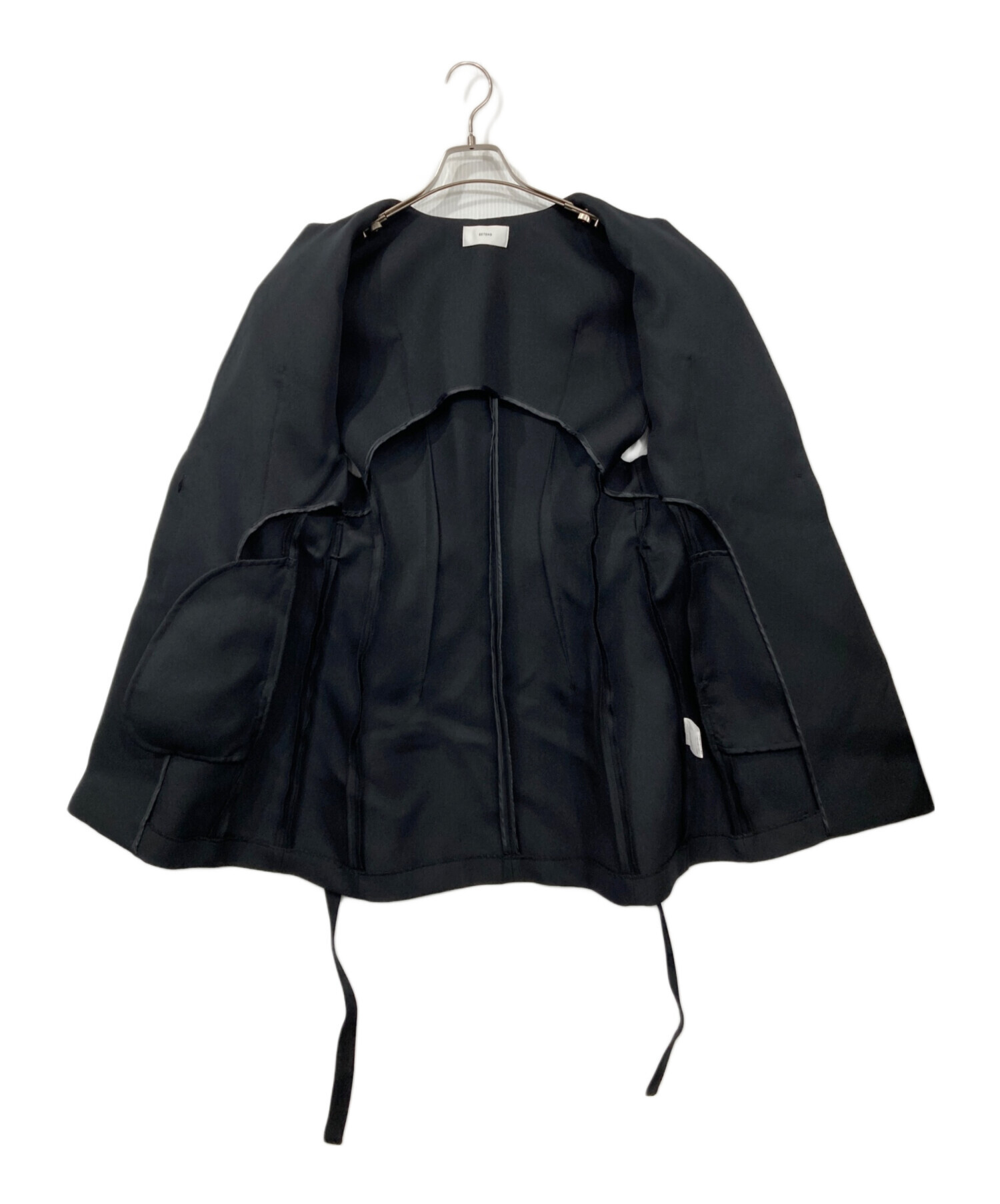 SETENS セテンス ショートジレ スリーブレスジャケット 定価28600円 ベスト ブラック レディース【中古】6-0215M♪ 中古・古着通販】SETENS (セテンス) ショートジレ スリーブレス