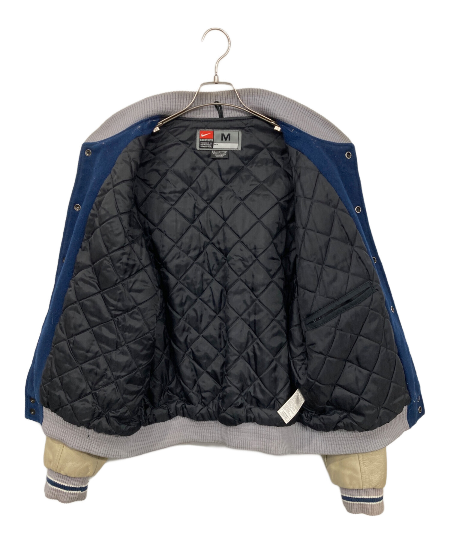 中古・古着通販】NIKE (ナイキ) レザー切替スタジャン ブルー×ベージュ