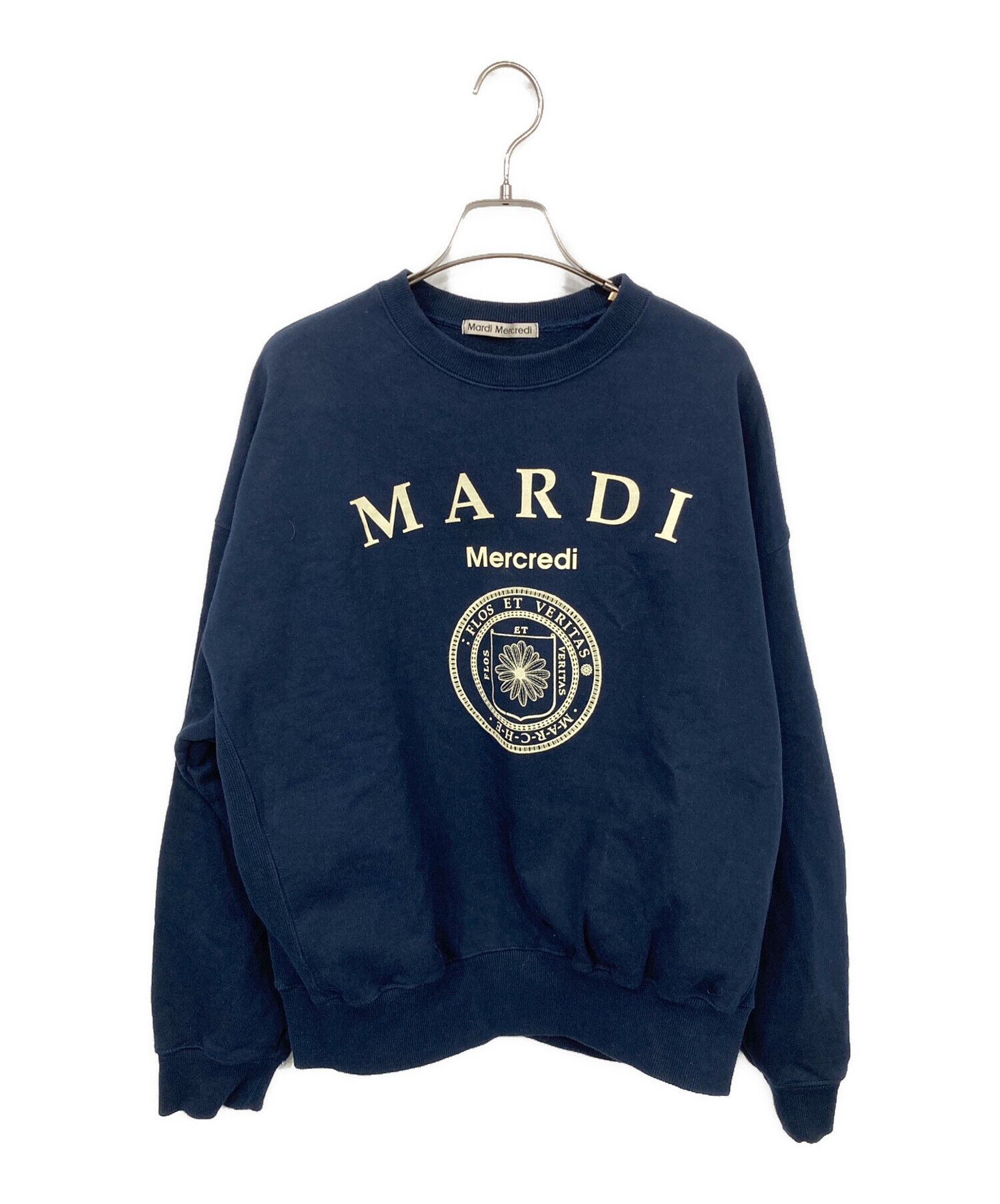 Mardi Mercredi ネイビー トレーナー freeサイズ レディース Mardi フラワープリント ネイビートレーナー